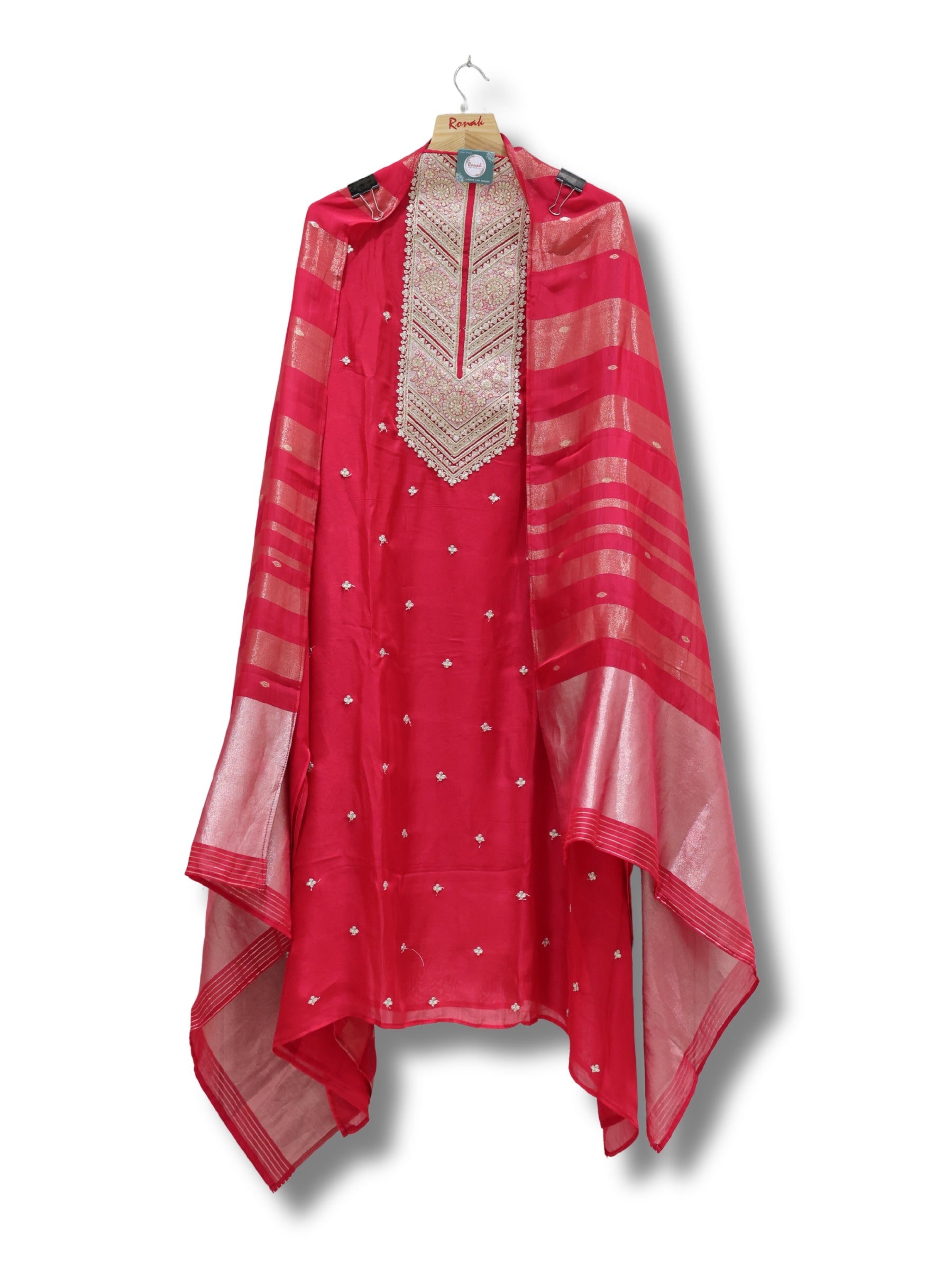 Premium Pure Organza Unstitched Suit with Royal Kanjiwaram Dupatta
