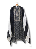 Premium Pure Silk Unstitched Suit with Heavy Neck Work & Pure Chiffon Dupatta