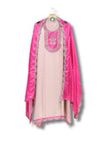 Premium Pure Silk Unstitched Suit with Gota Patti Work & Bandhej Dupatta