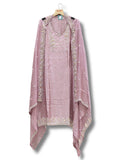 Premium Pure Giraf Silk Unstitched Suit with Hand Work Neckline