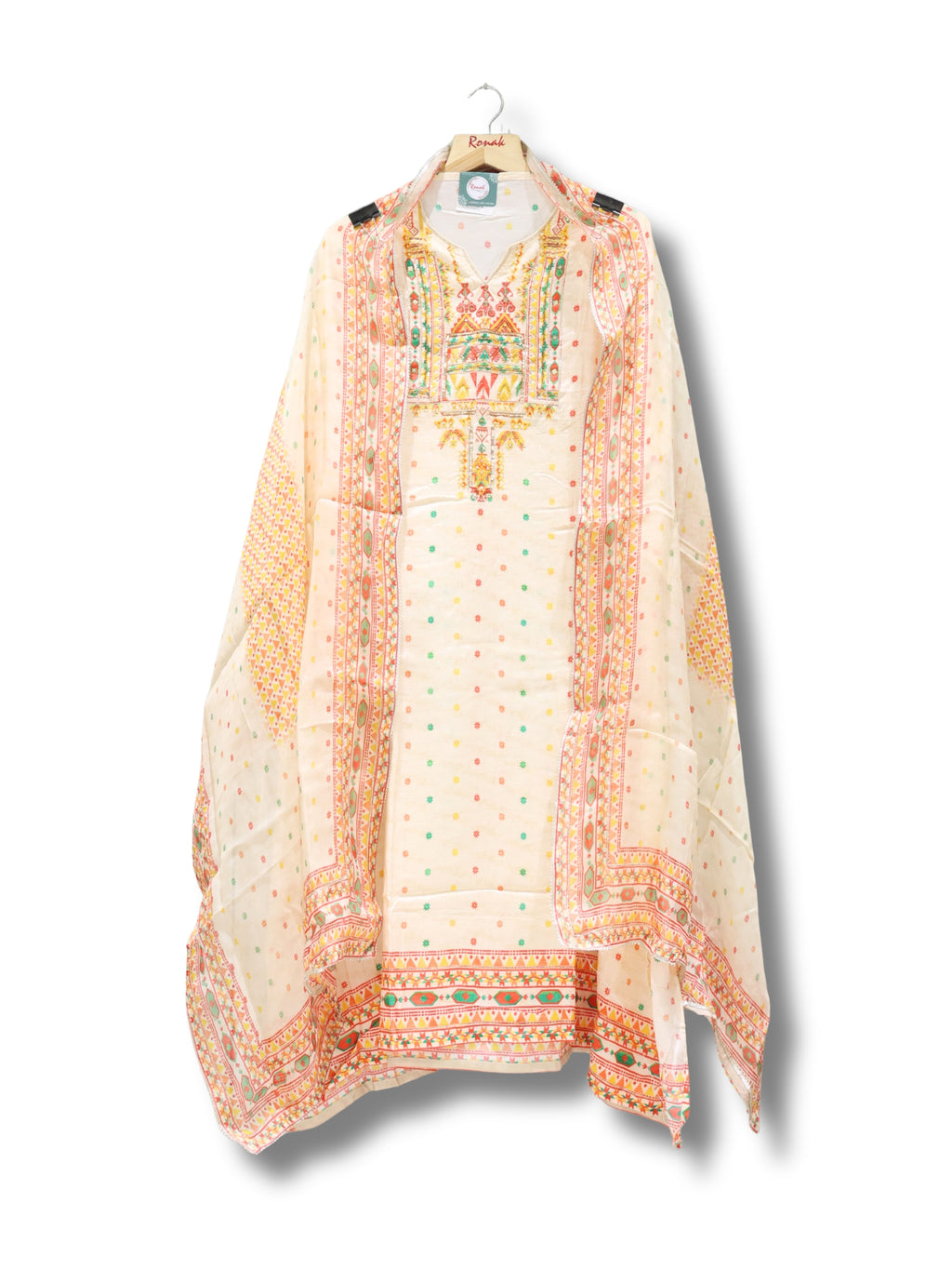 Premium Pure Muslin Unstitched Suit with Pure Organza Dupatta