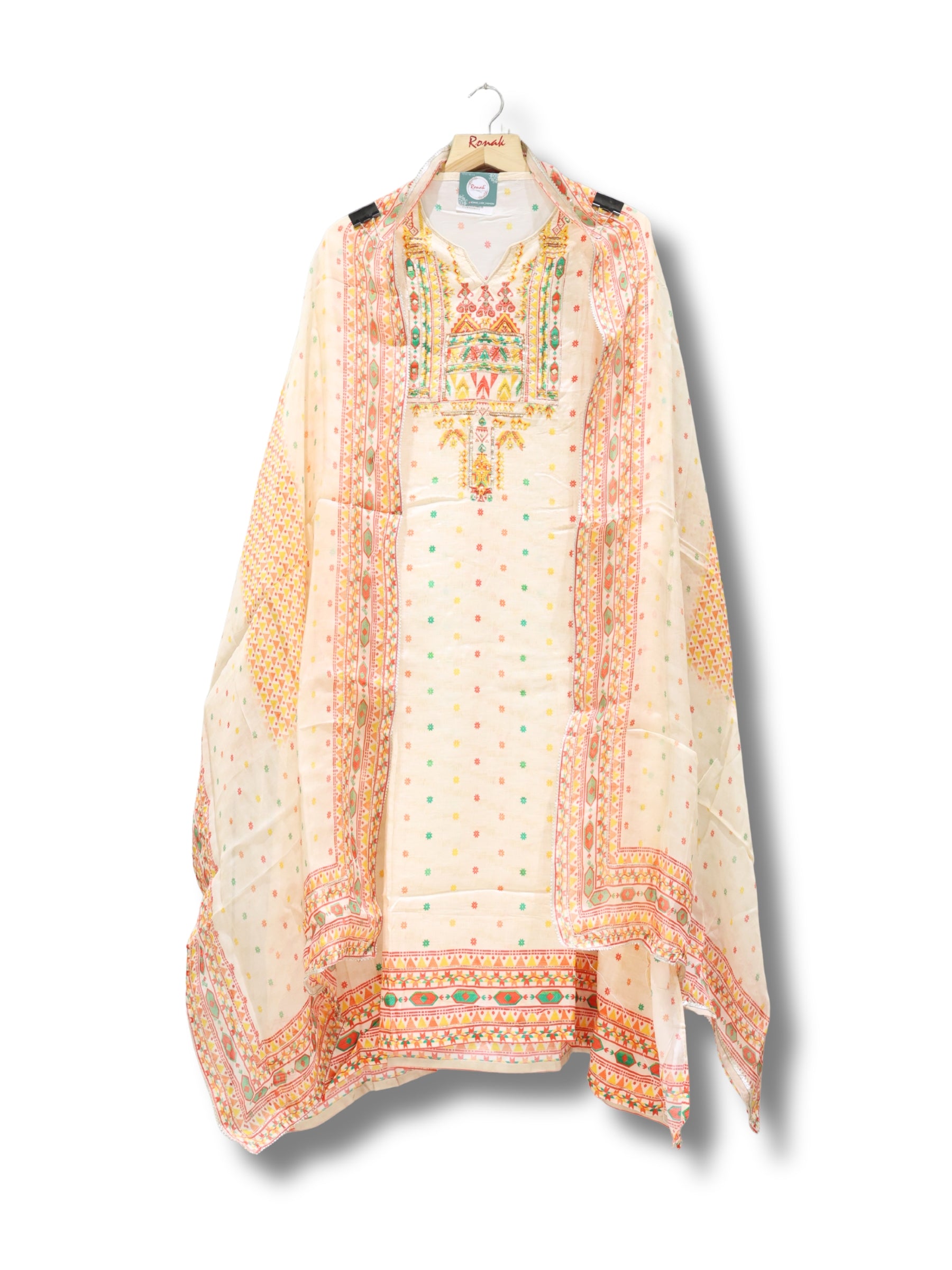 Premium Pure Muslin Unstitched Suit with Pure Organza Dupatta