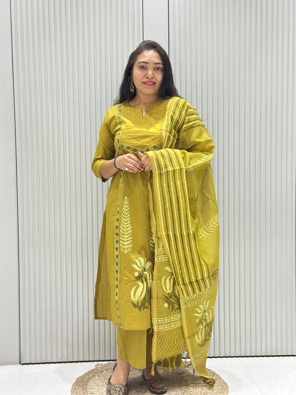 Pure Cotton Brush Print suit