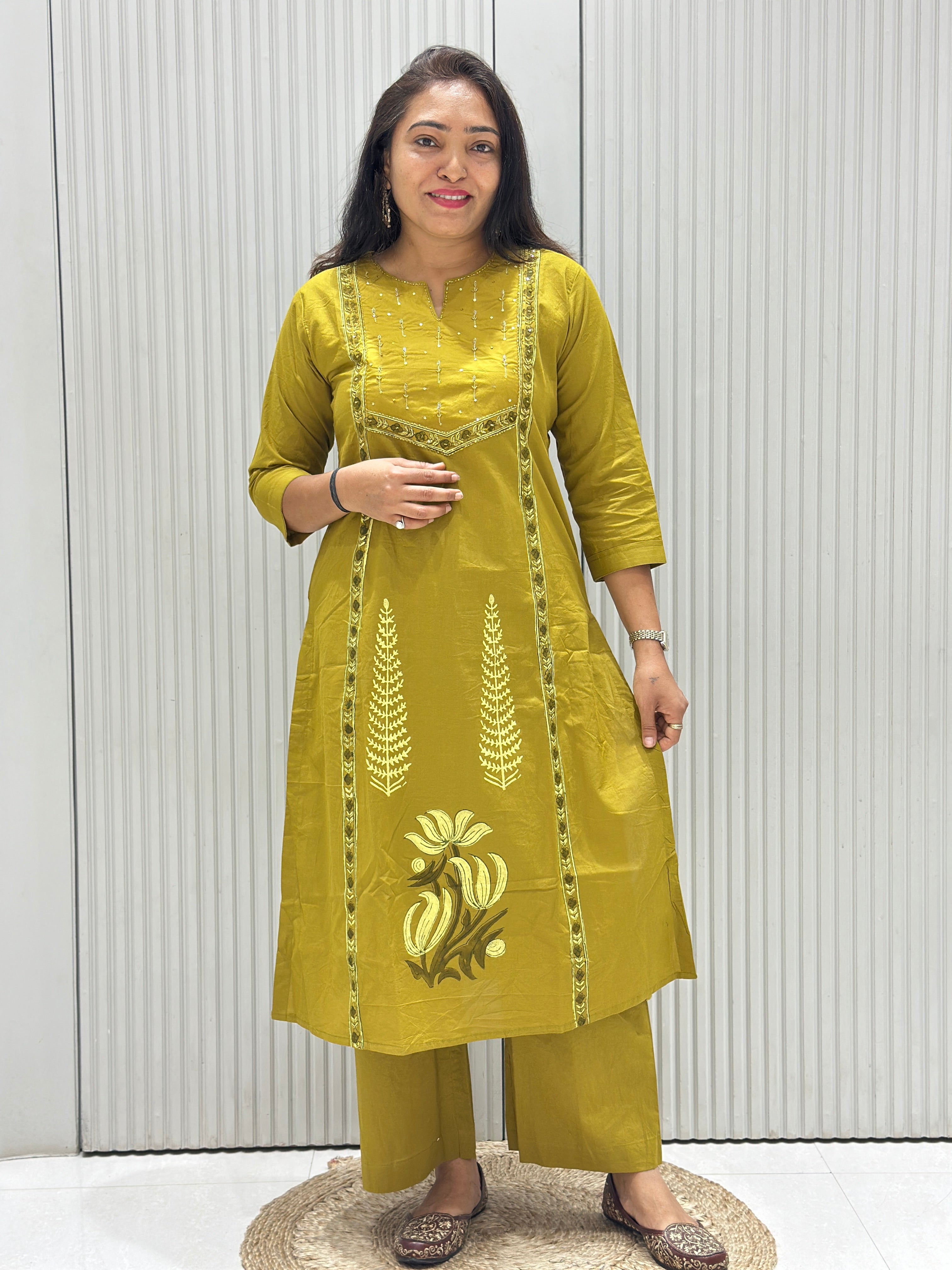 Pure Cotton Brush Print suit