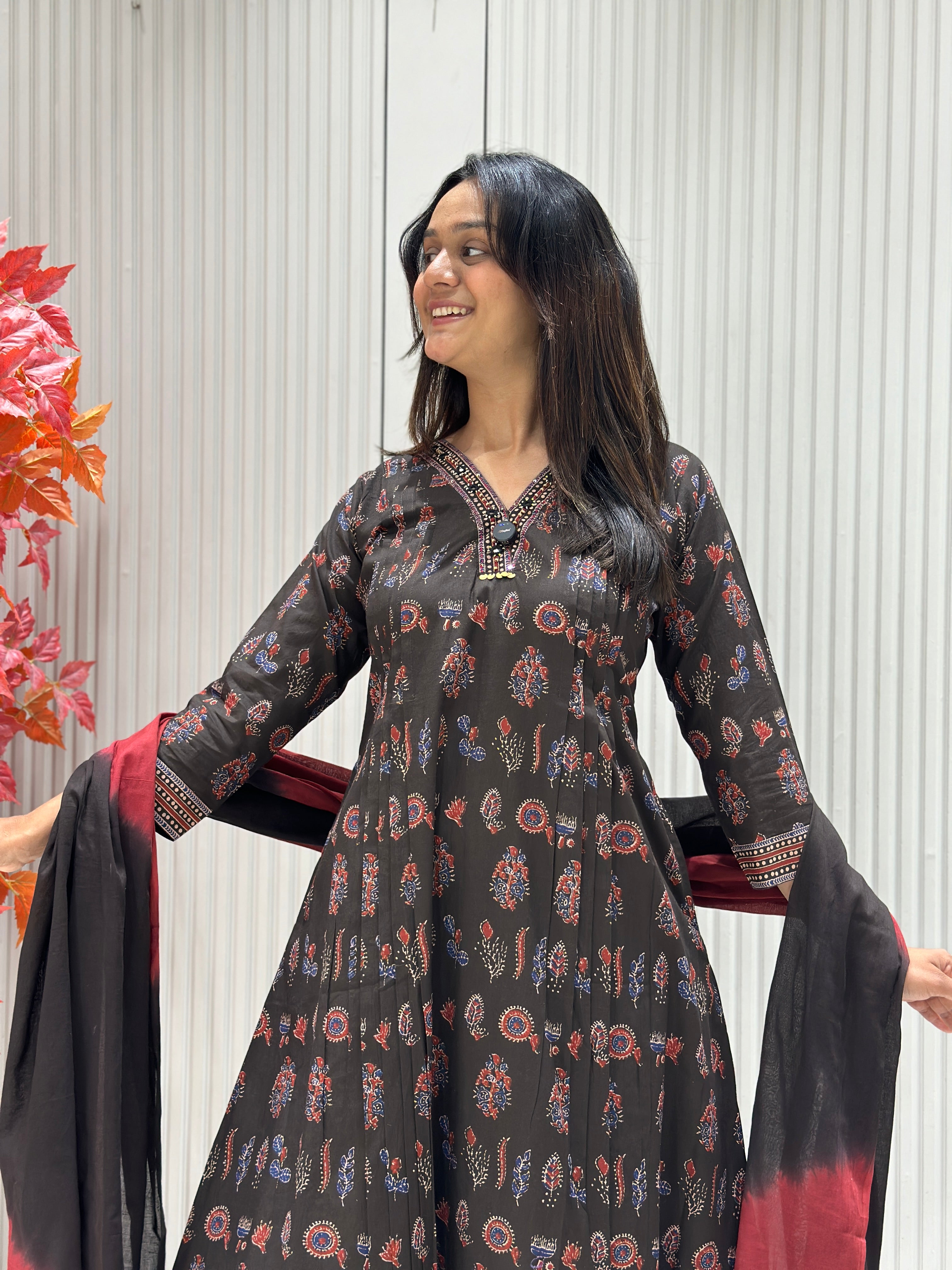 Black Pure Cotton A-Line Dress
