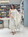 Pure Linen Cotton Spaghetti Style Dress with Dupatta