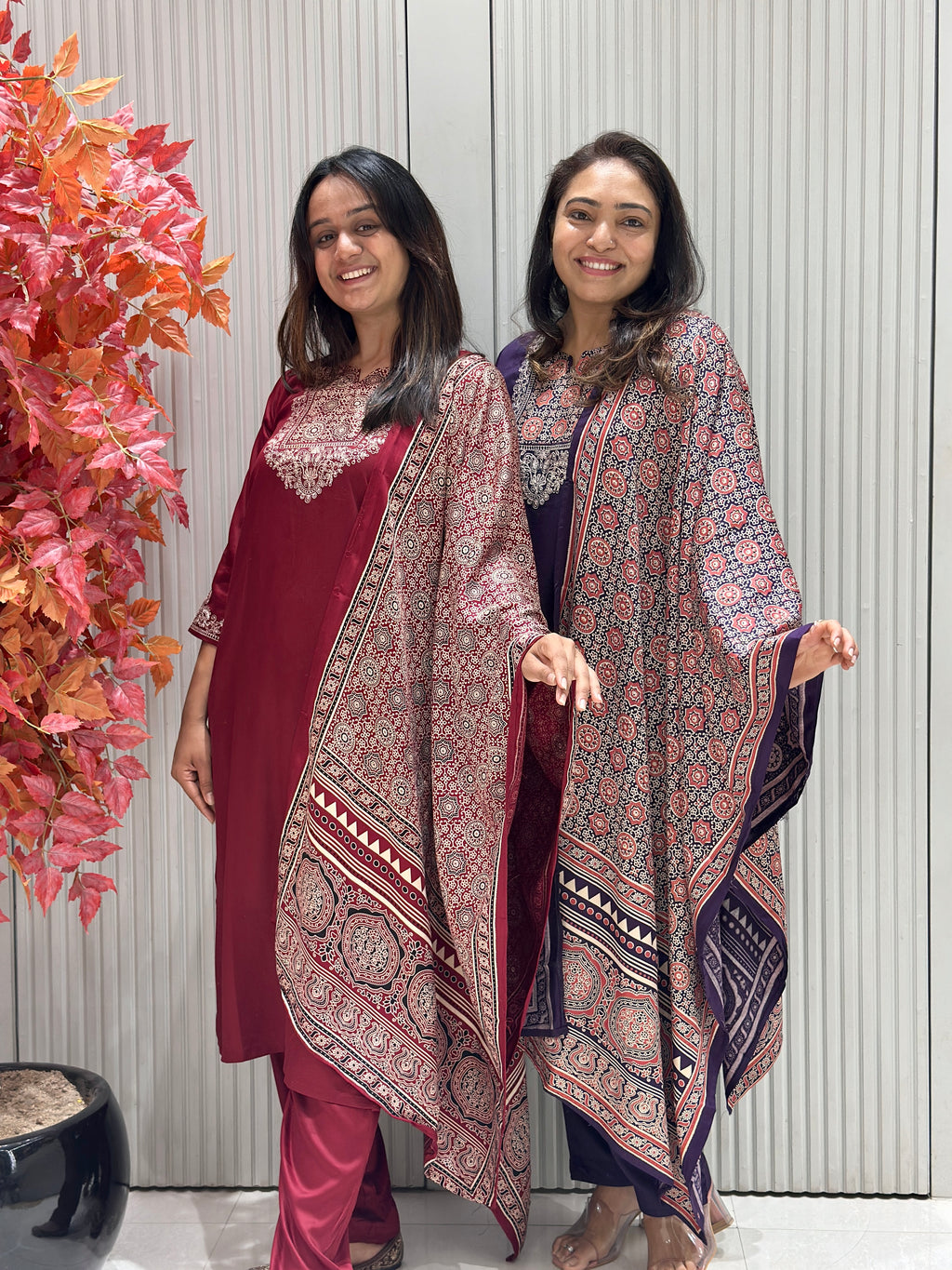 Pure Gajji Silk Suit with Ajrakh Dupatta & Ajrakh Pant