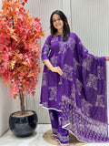 Pure Cotton A-Line Dress with Mal Cotton Dupatta