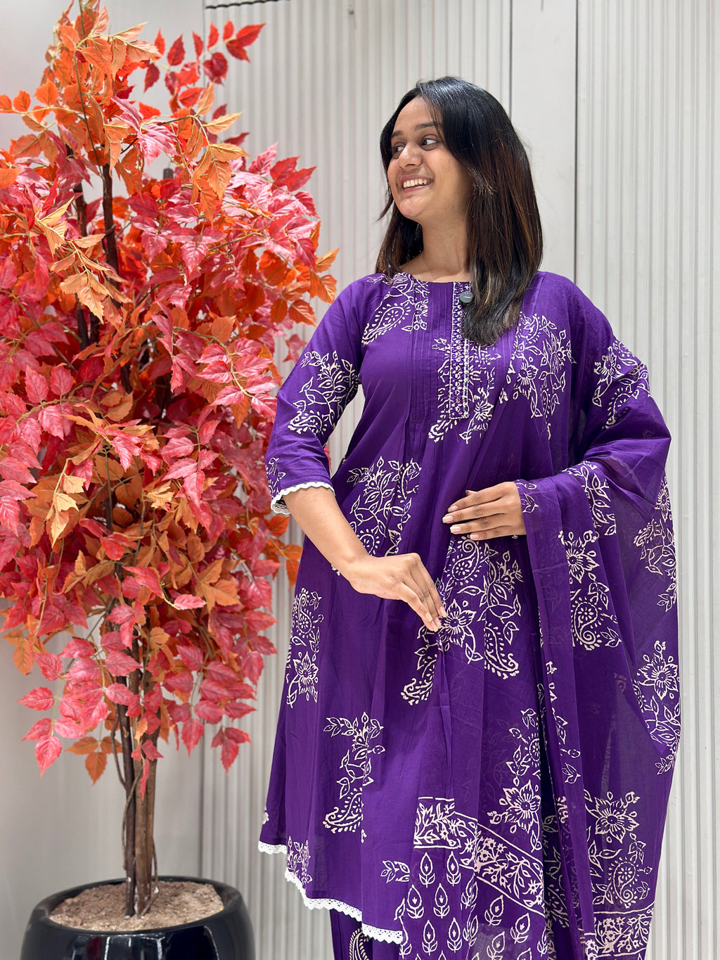 Pure Cotton A-Line Dress with Mal Cotton Dupatta