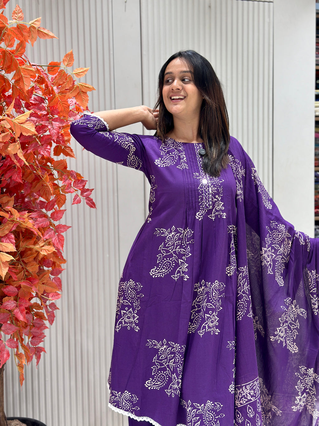 Pure Cotton A-Line Dress with Mal Cotton Dupatta