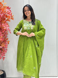 Pure Mal Cotton A-Line Dress with Mal Cotton Dupatta