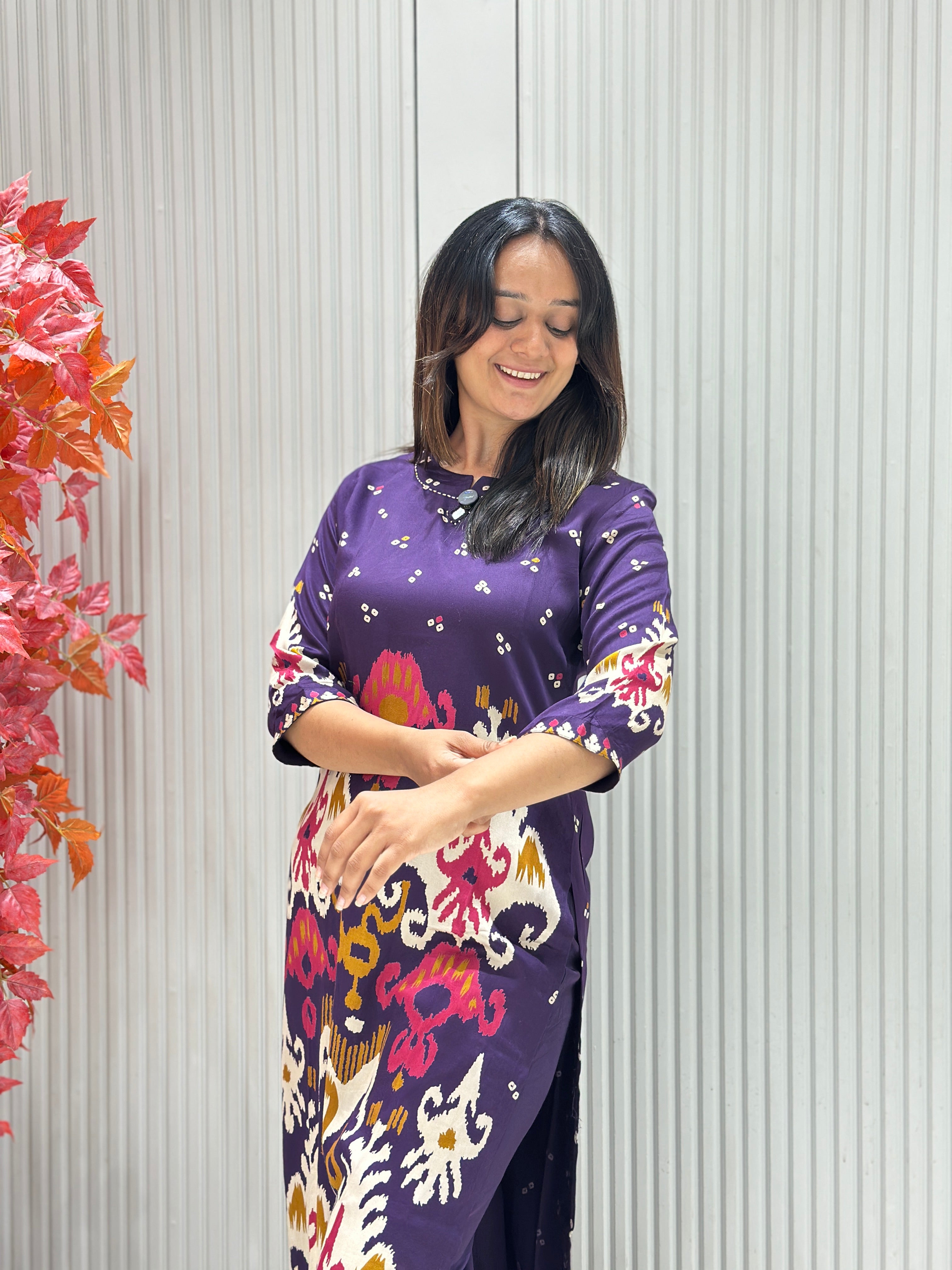 Pure Gajji Silk Kurta with Palazzo Two-Piece Set