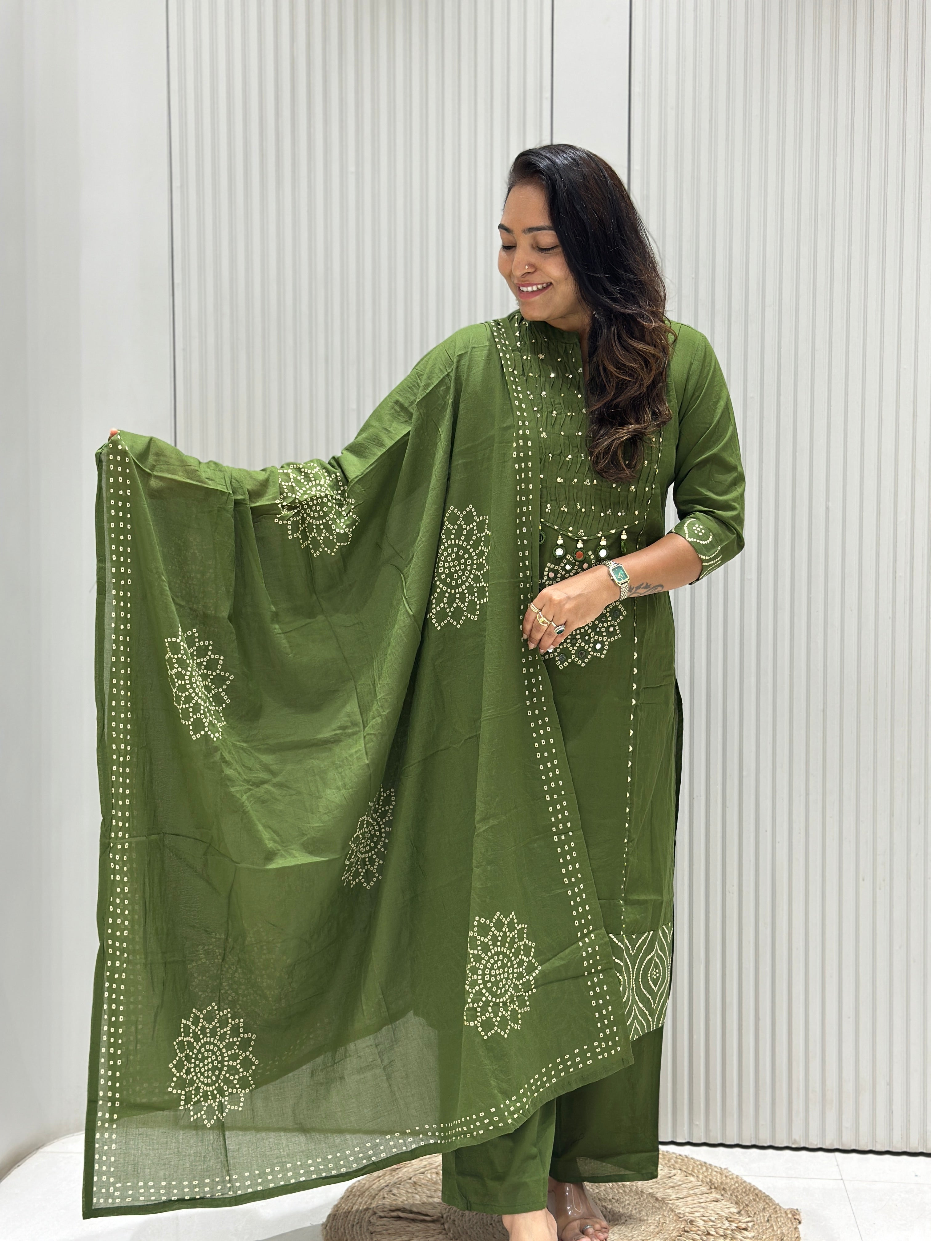 Pure Cotton 3-Piece Suit with Mal Cotton Dupatta
