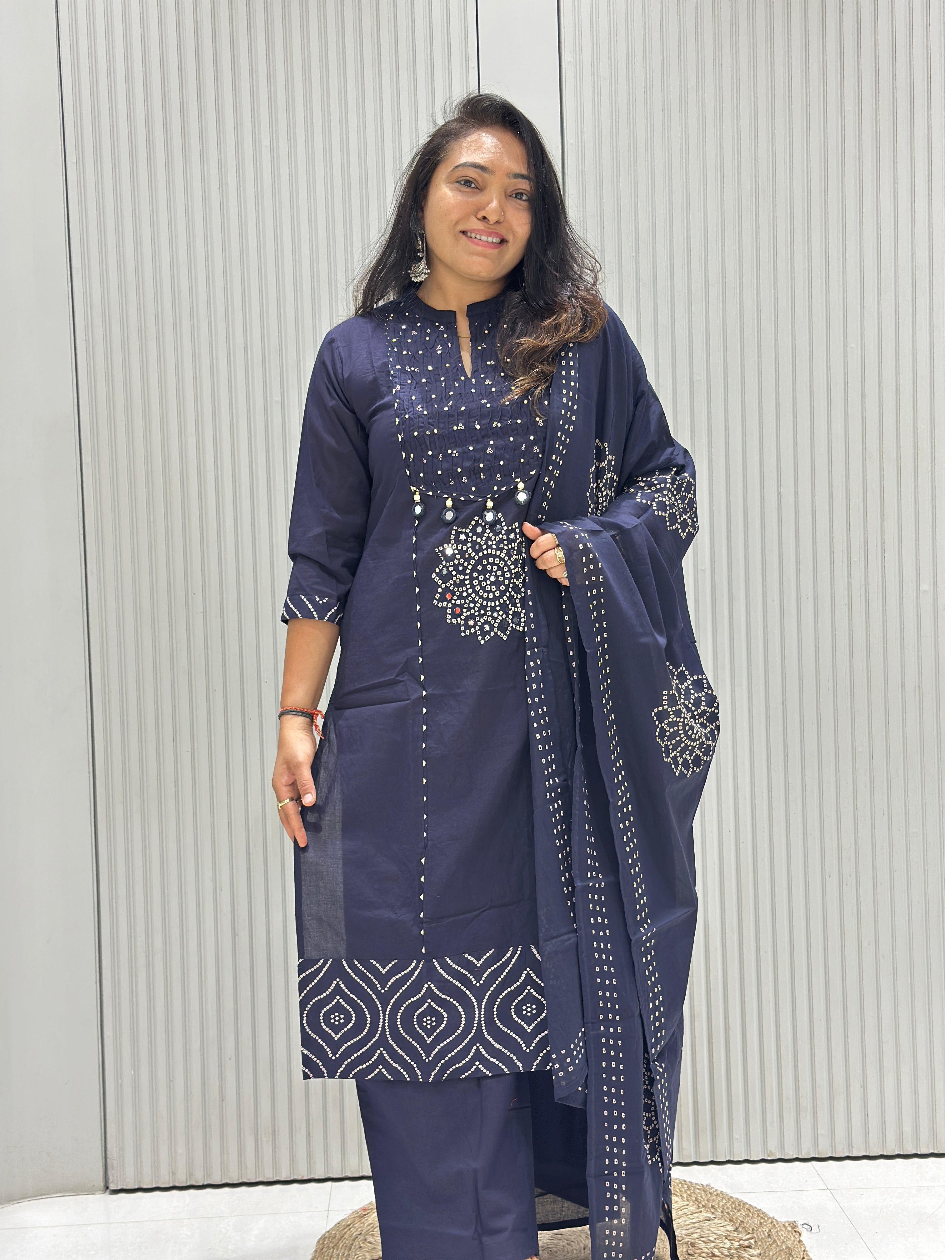 Pure Cotton 3-Piece Suit with Mal Cotton Dupatta