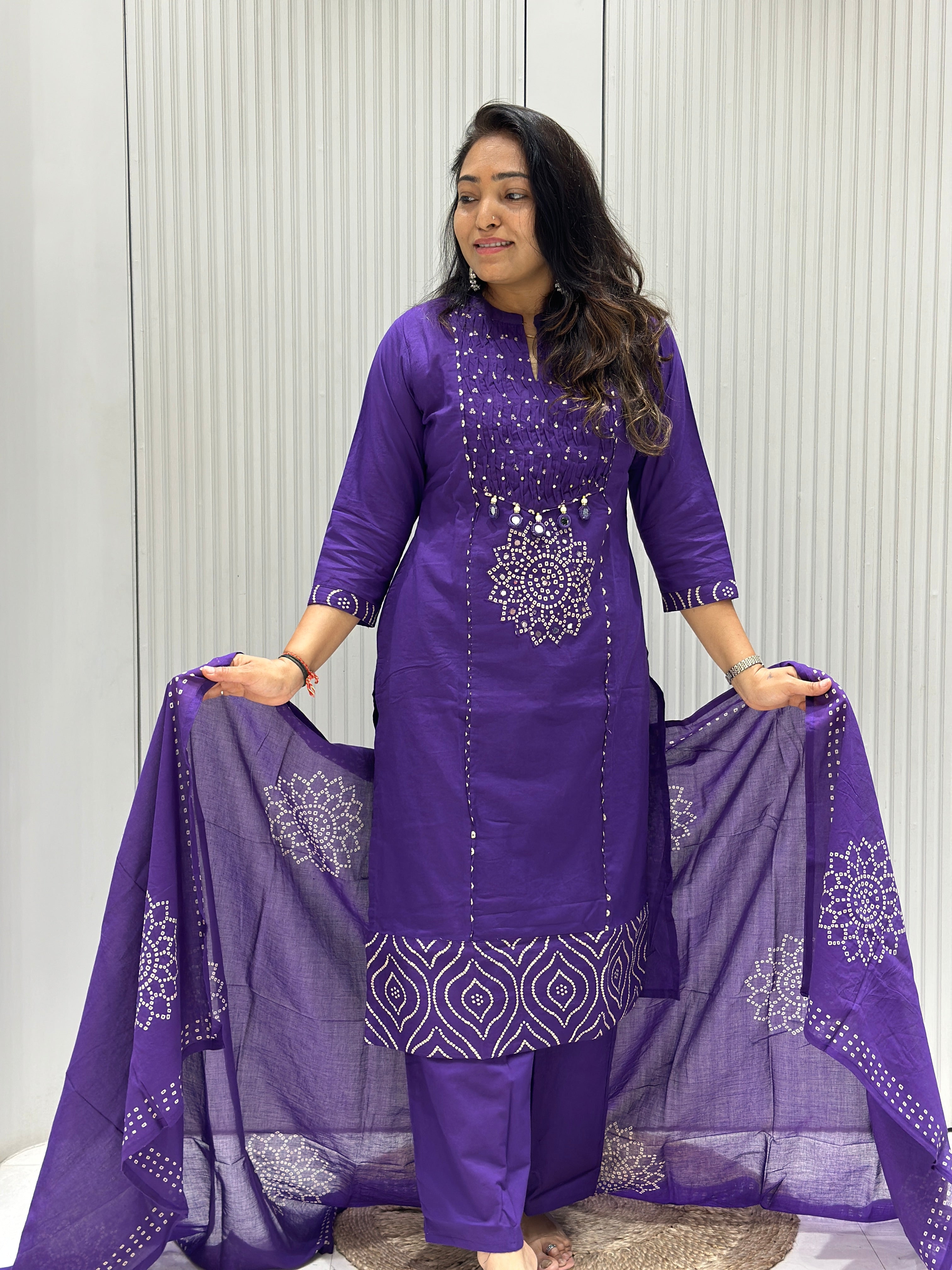Pure Cotton 3-Piece Suit with Mal Cotton Dupatta