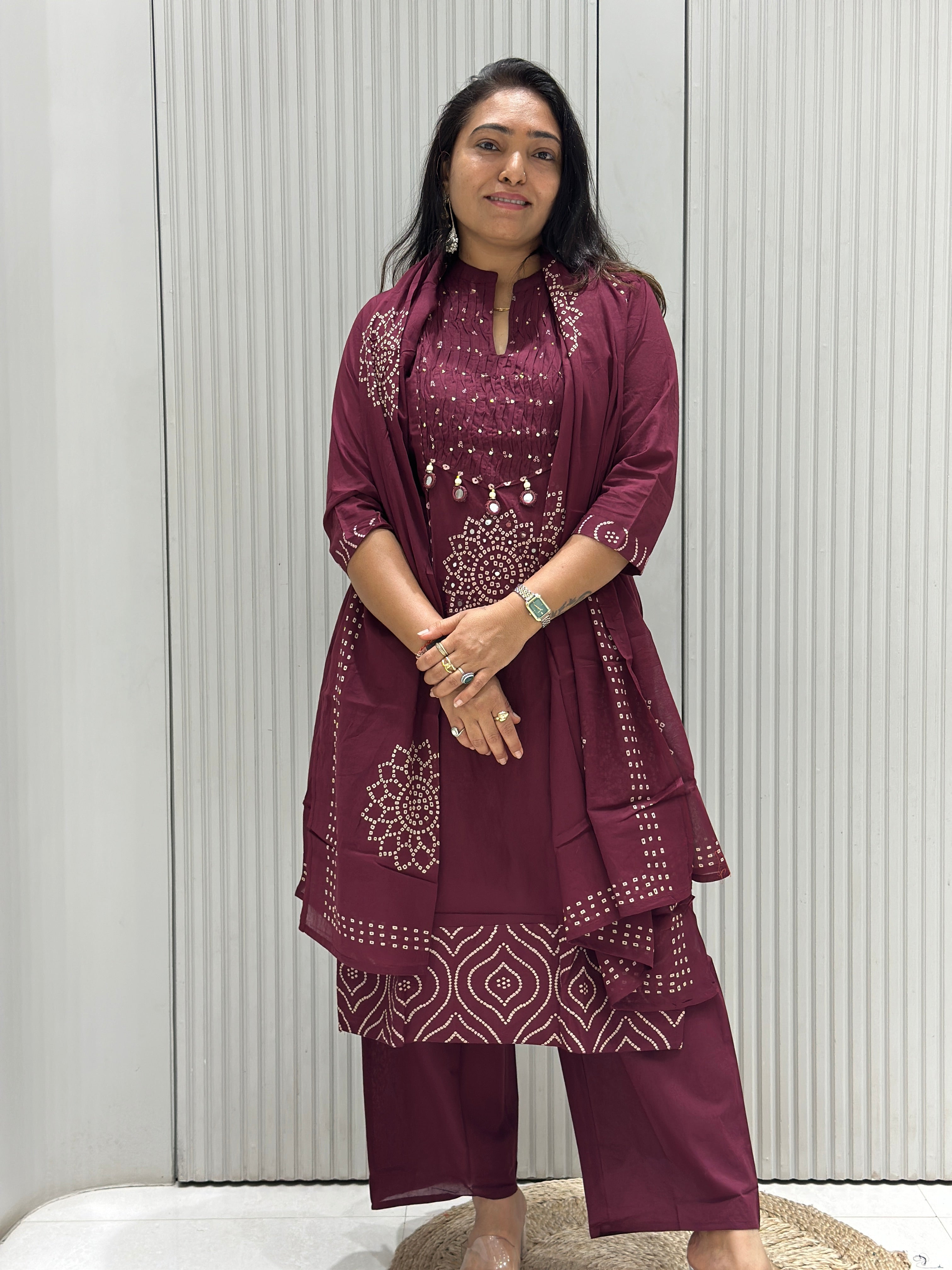 Pure Cotton 3-Piece Suit with Mal Cotton Dupatta