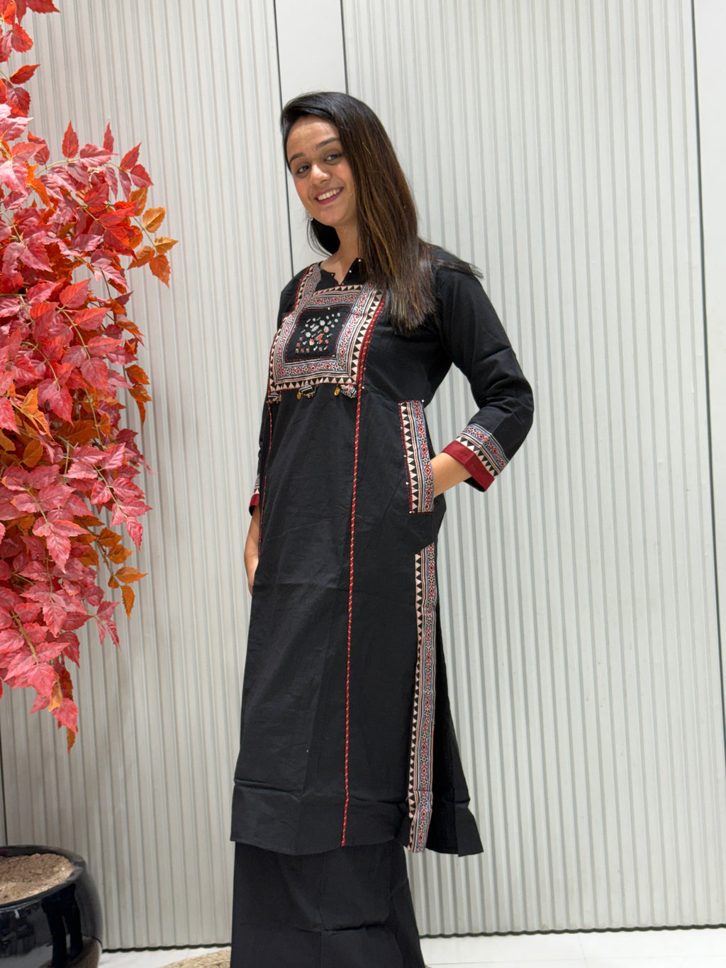 Heavy Cotton Dress with Real Mirror Work & Palazzo