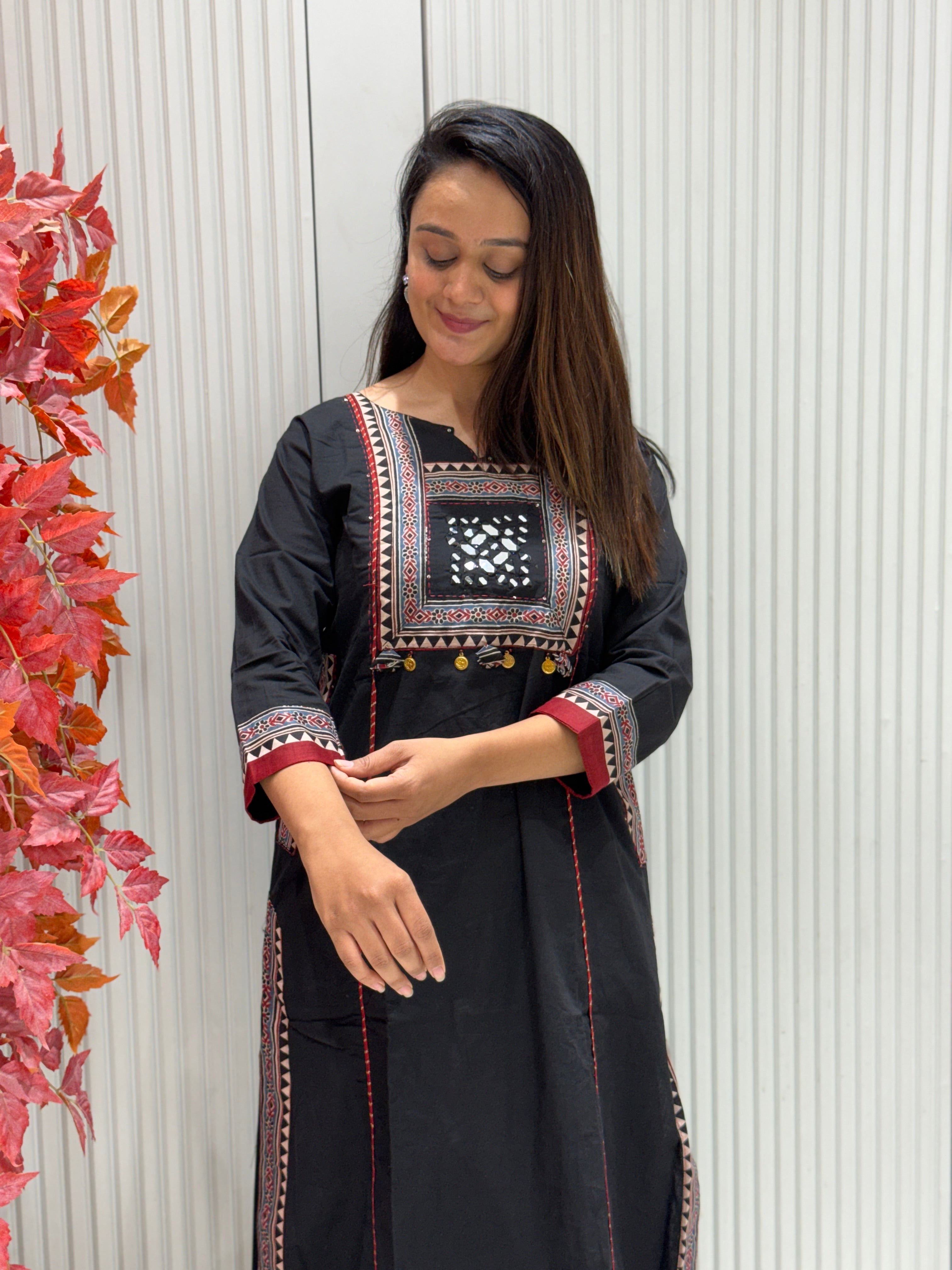 Heavy Cotton Dress with Real Mirror Work & Palazzo
