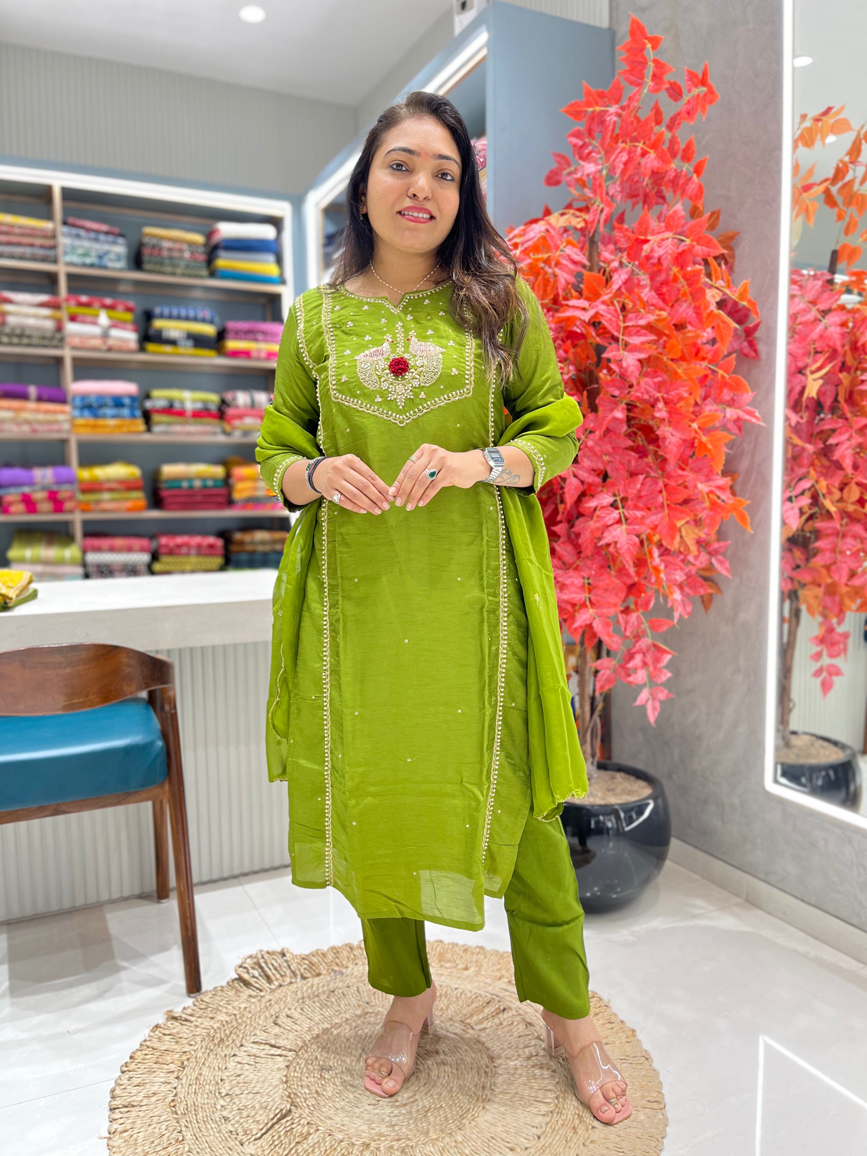Pure Dola Silk Straight Cut suit