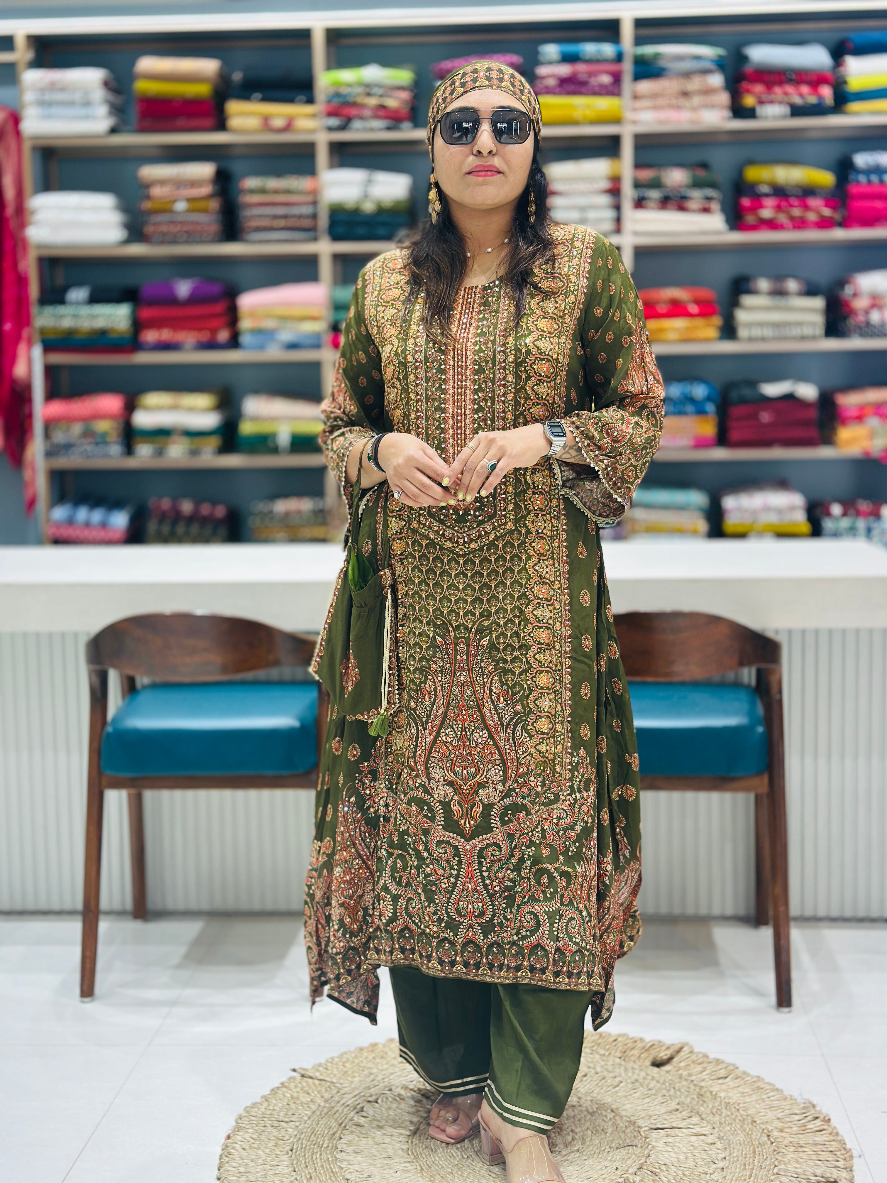 Pure Crepe Digital Print Suit
