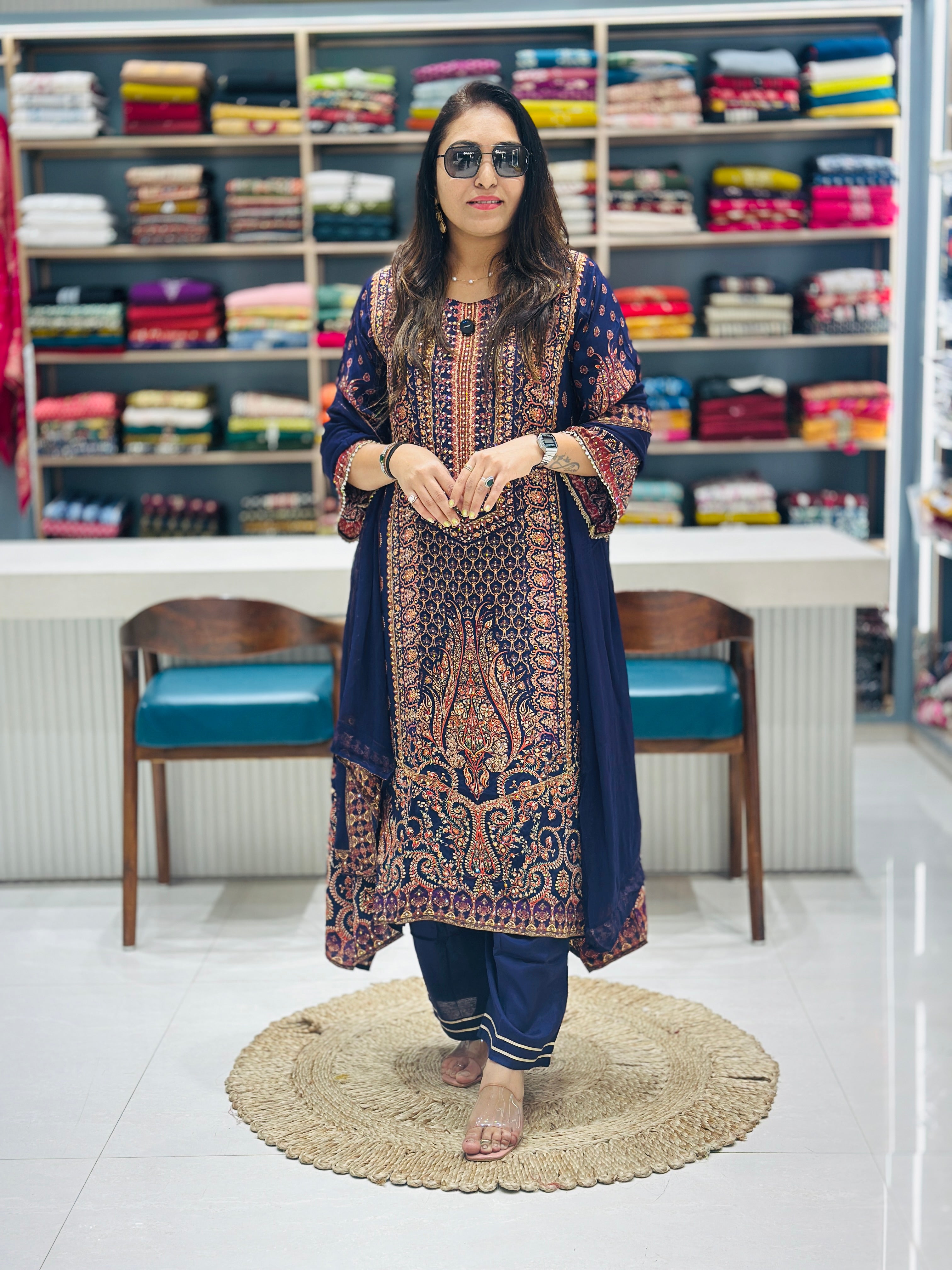 Pure Crepe Digital Print Suit
