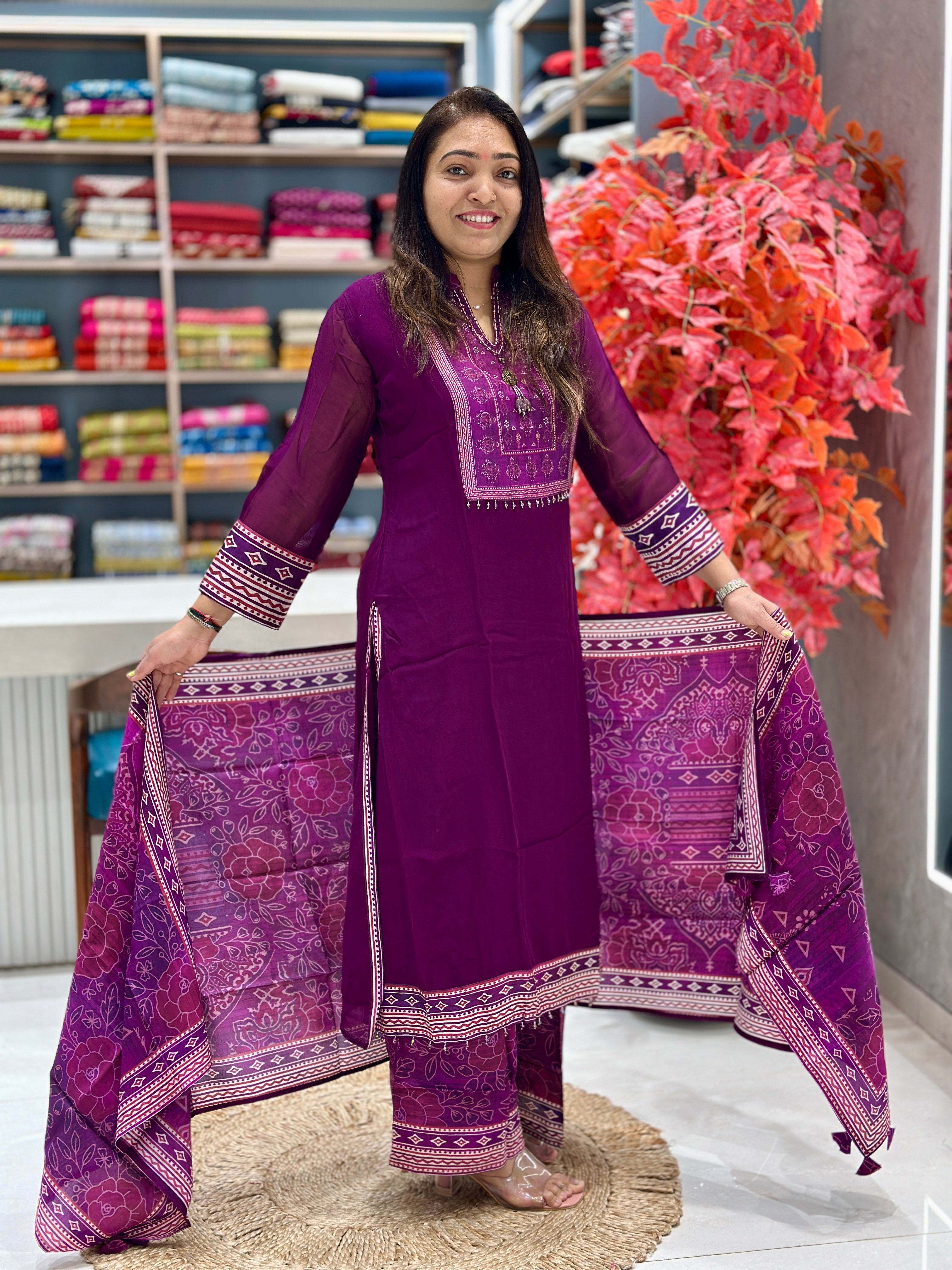 Pure Georgette A-Line suit