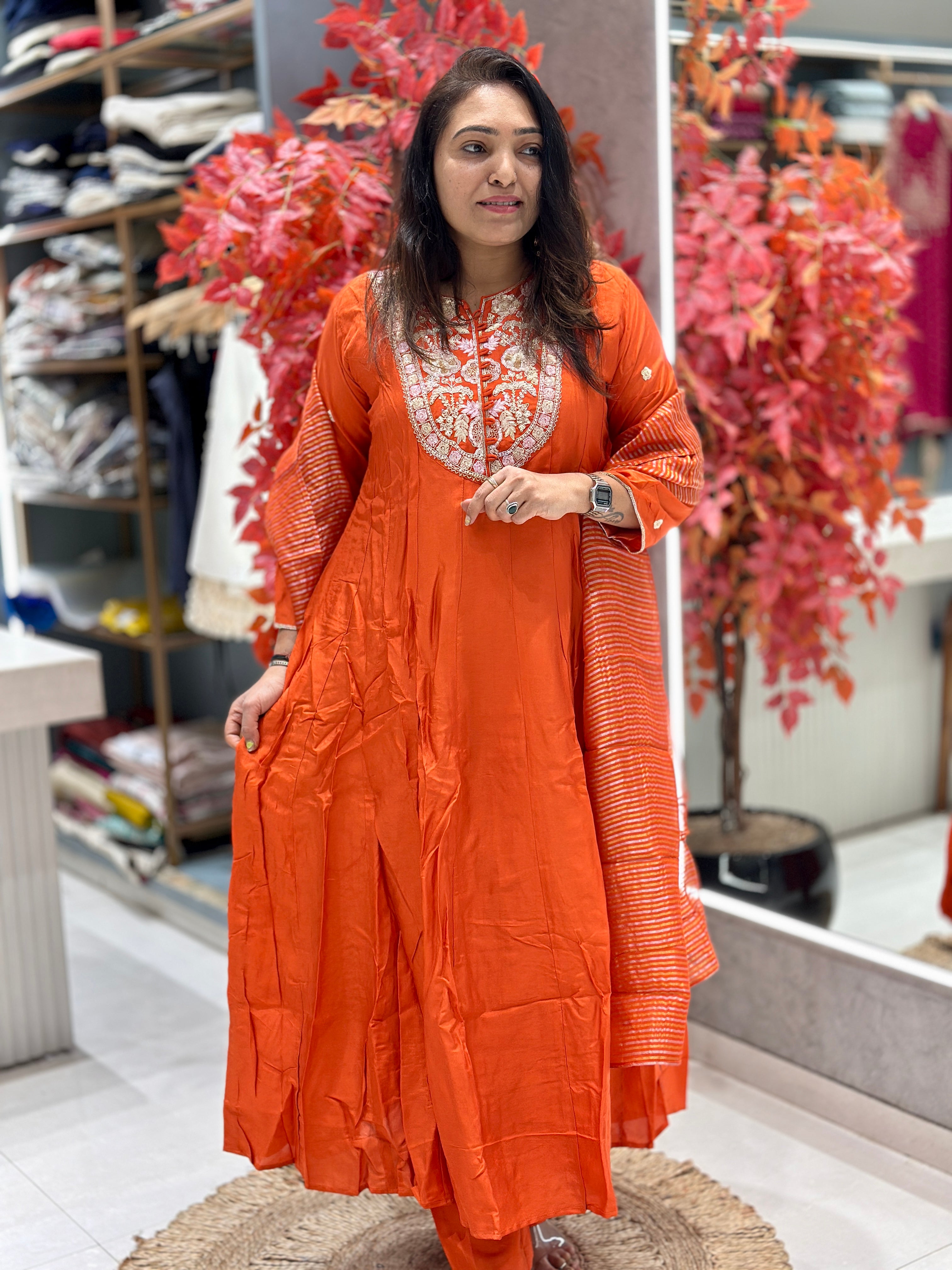 Pure Dola Silk Anarkali suit