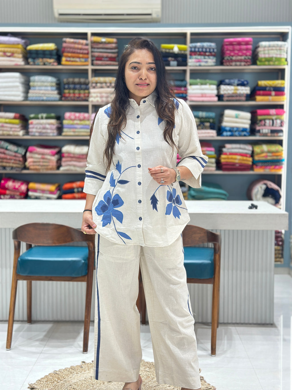 Pure Jute Cotton Applique Work Co-ord Set
