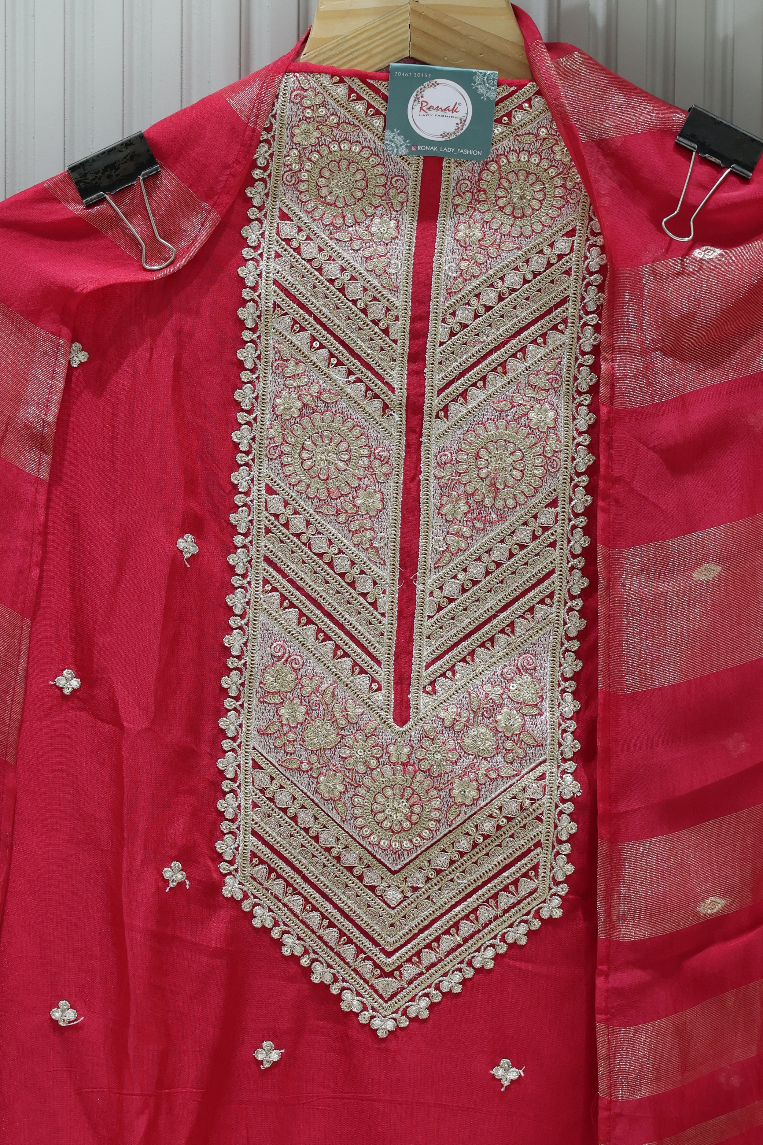 Premium Pure Organza Unstitched Suit with Royal Kanjiwaram Dupatta