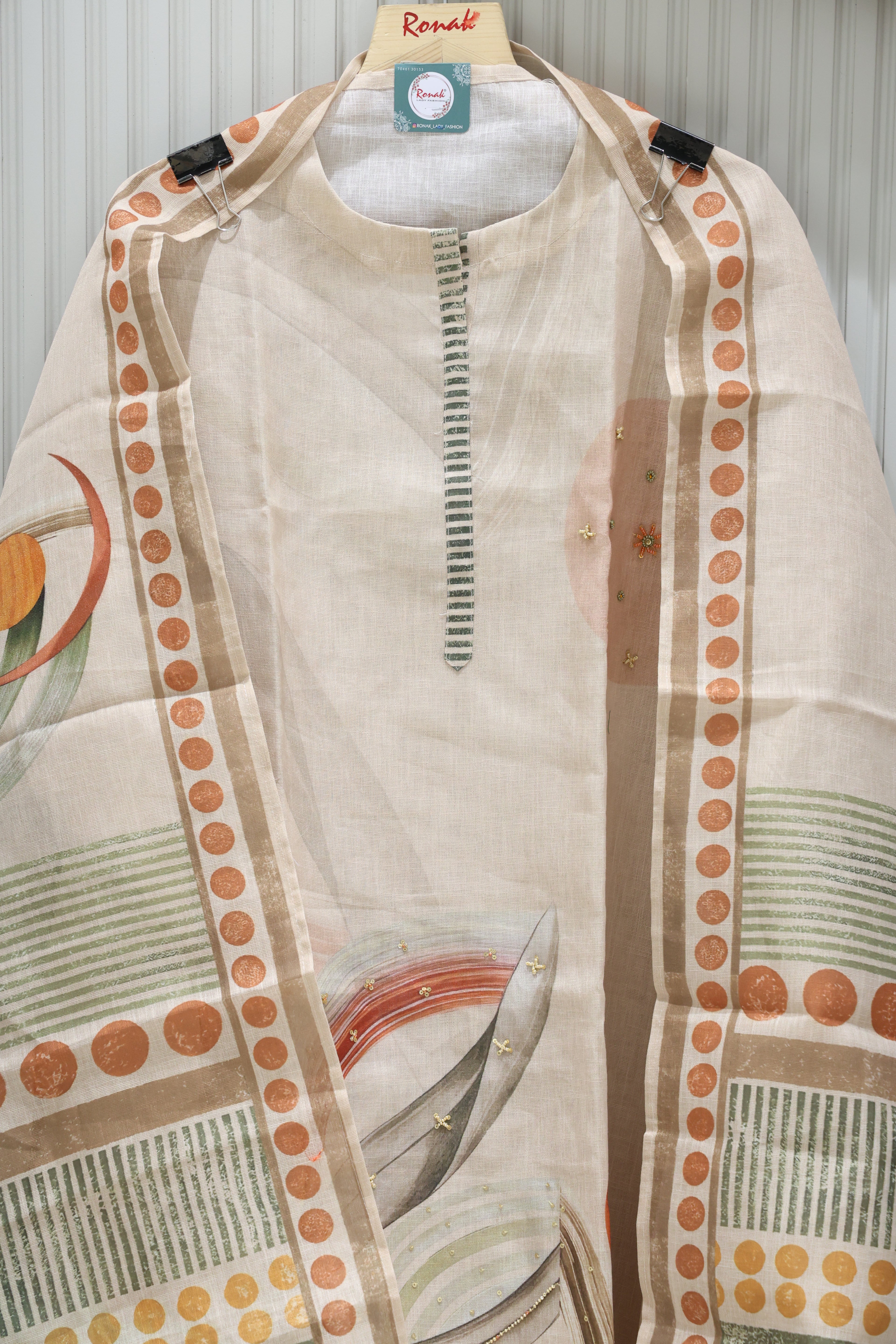 Premium Pure COTTON LILEN Unstitched Suit with