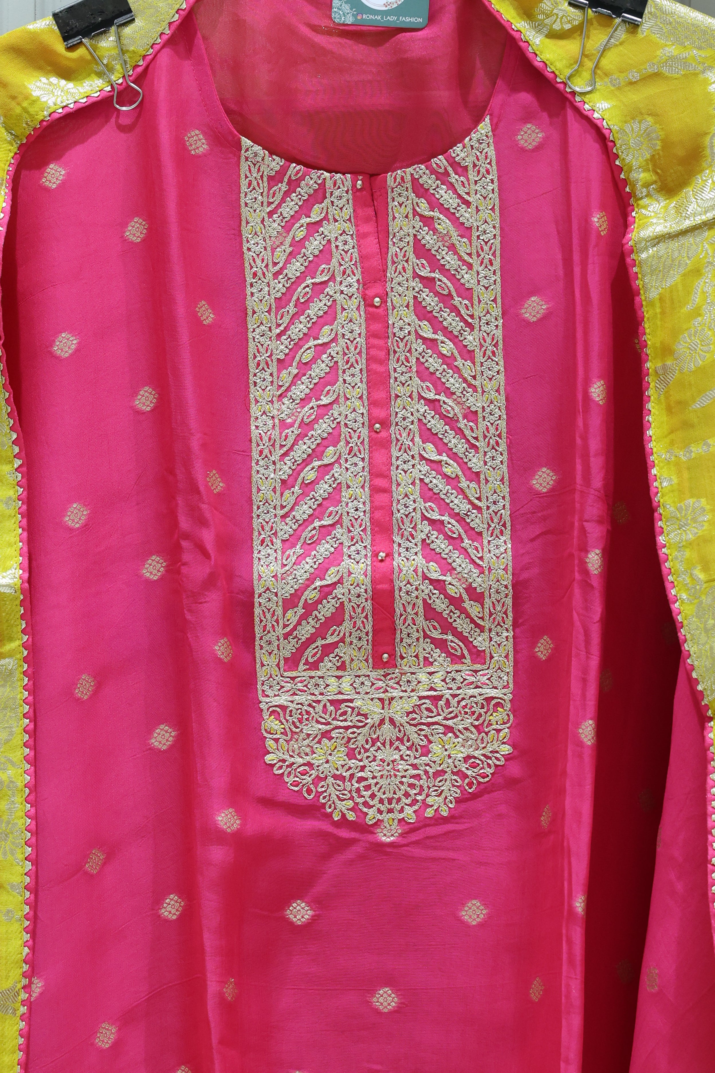 Premium orgenza Unstitched Suit with thraid Neck Work & orgenza Dupatta