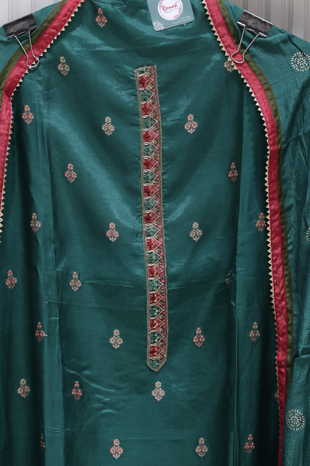 Premium Natural Crepe Unstitched Suit with All-Over Beads Work