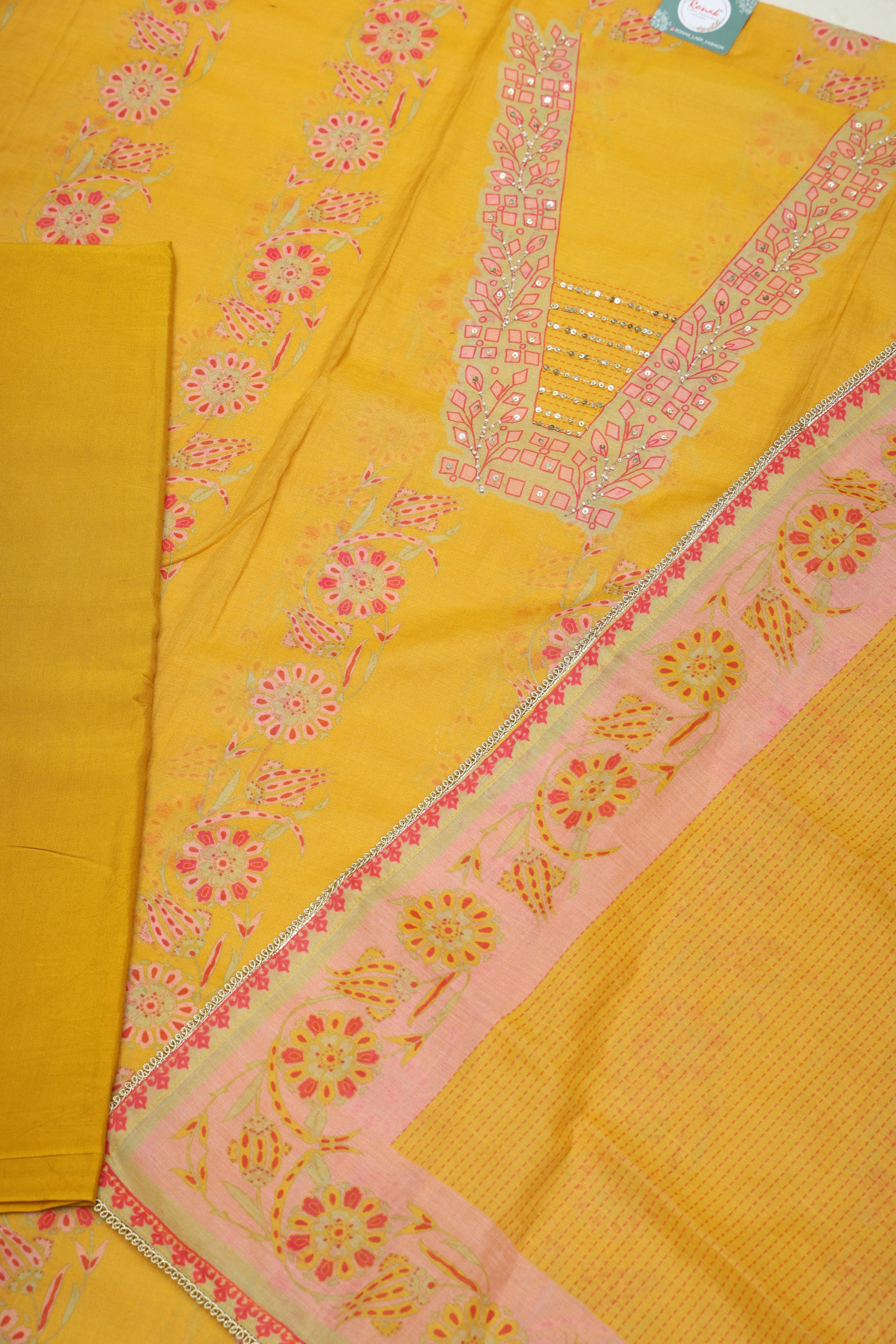 Premium Pure Muslin Digital Print Unstitched Suit with Chiffon Dupatta