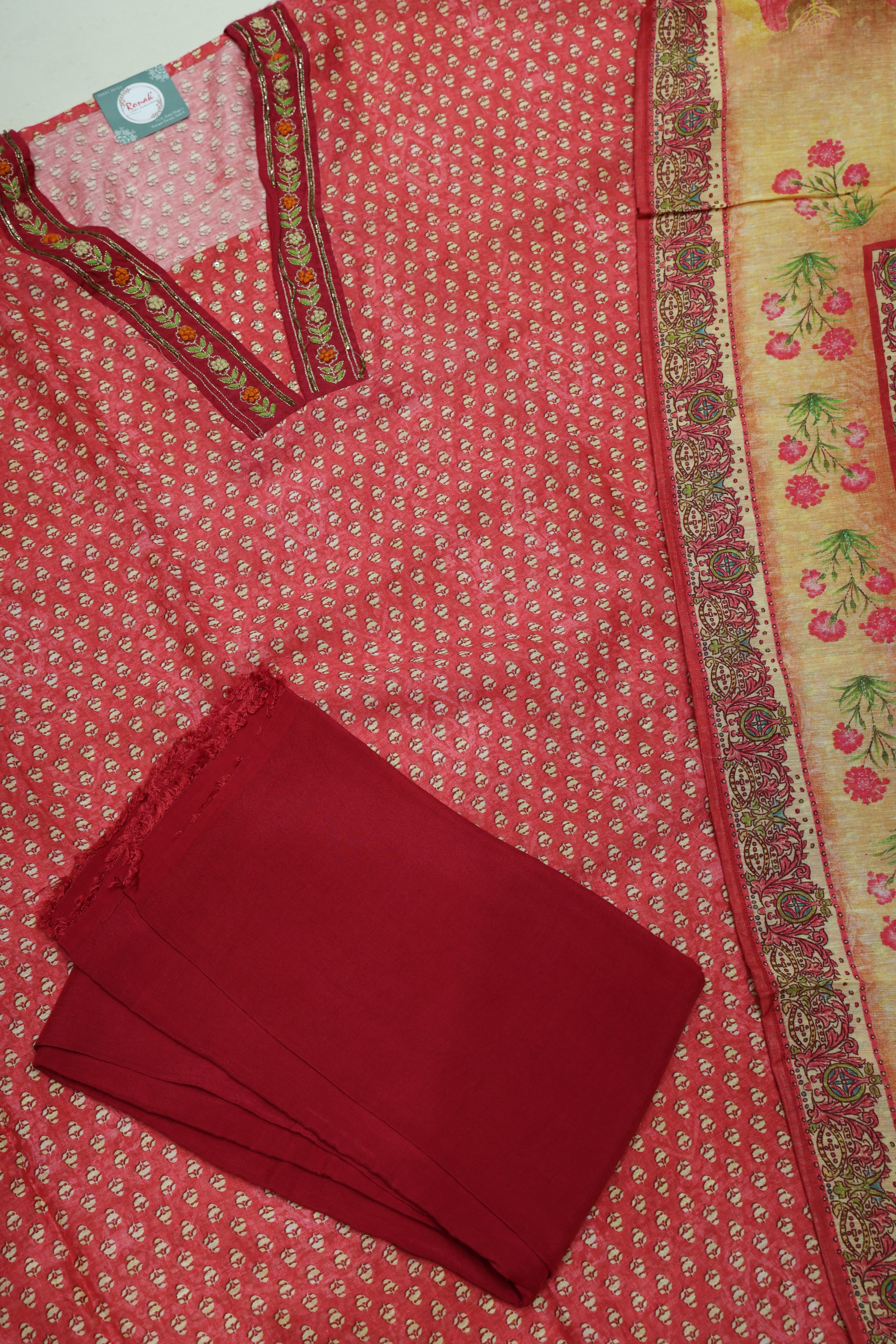 Premium Pure lilen Unstitched Suit with dupatta also lilen