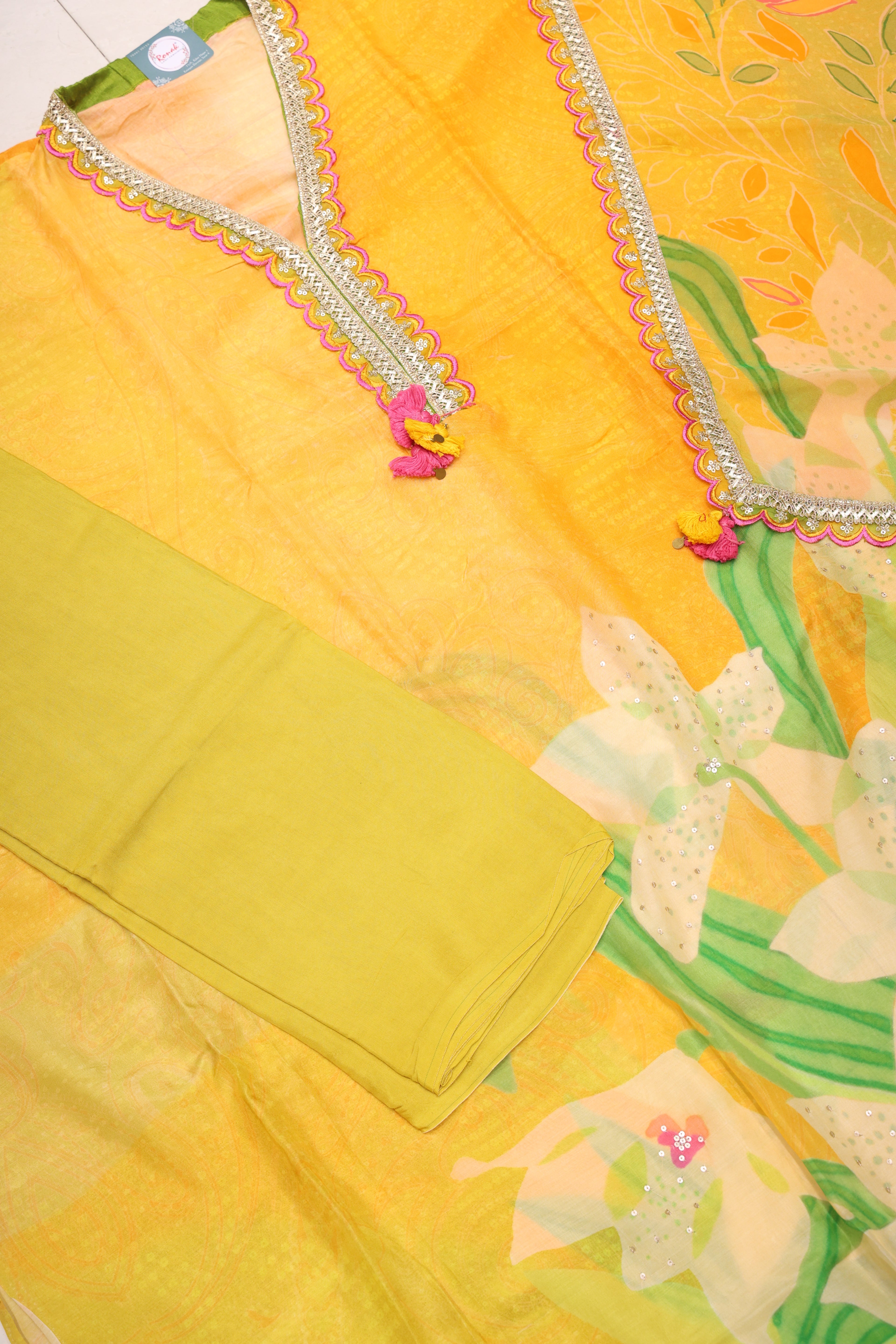 Premium Pure maslin Silk Unstitched Suit with Pure Organza Dupatta