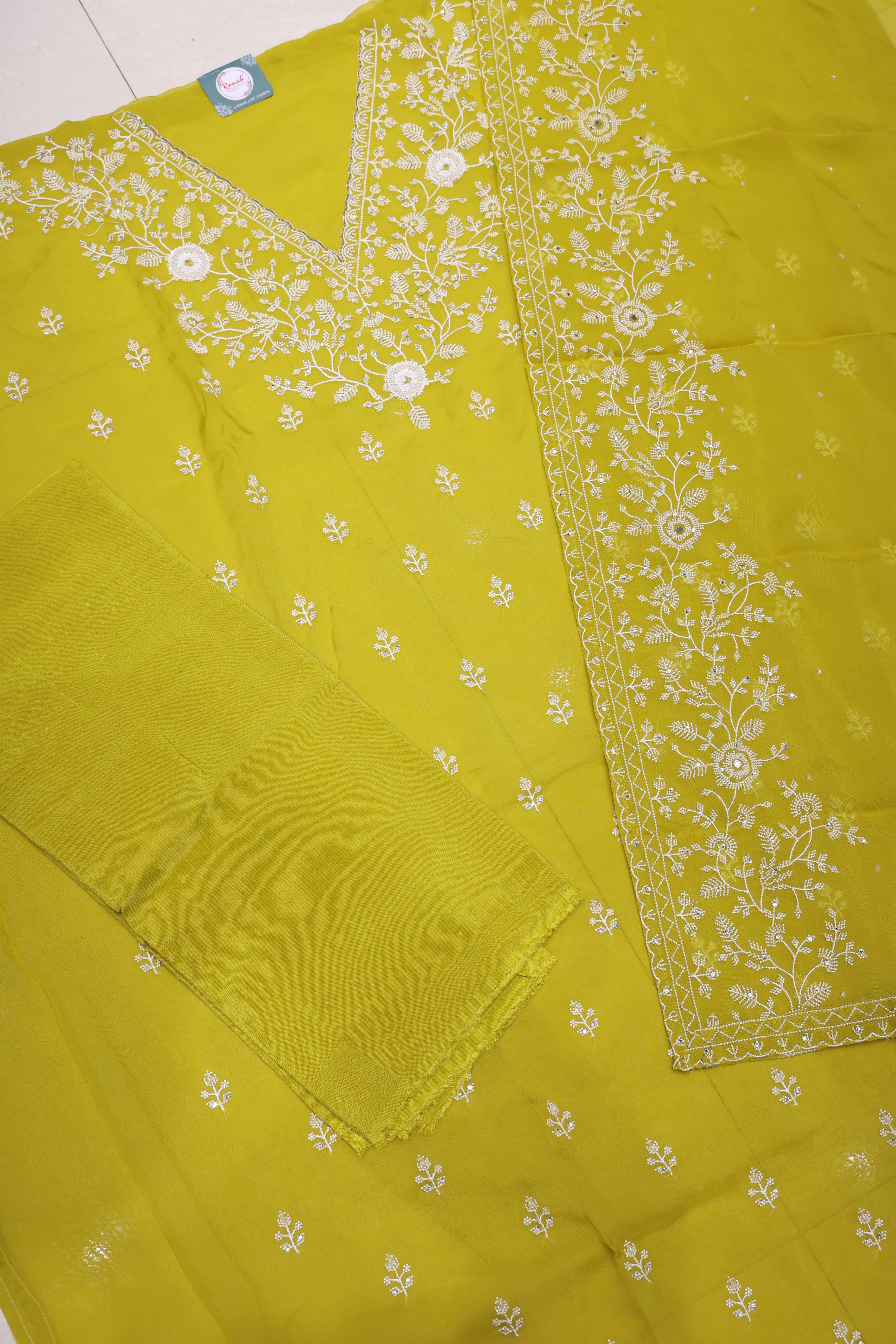 Premium Pure Organza Unstitched Suit with All-Over Beautiful Work