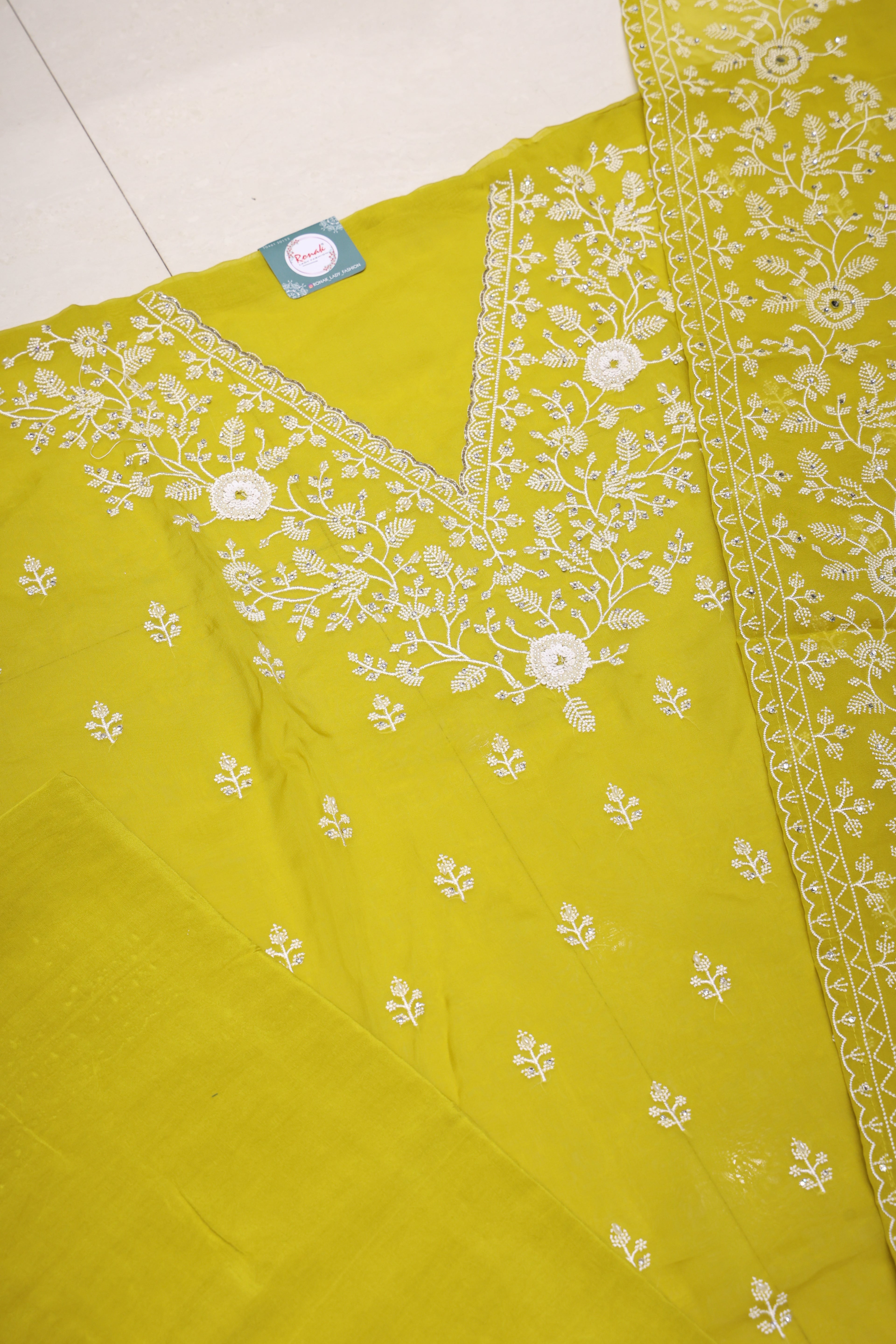 Premium Pure Organza Unstitched Suit with All-Over Beautiful Work