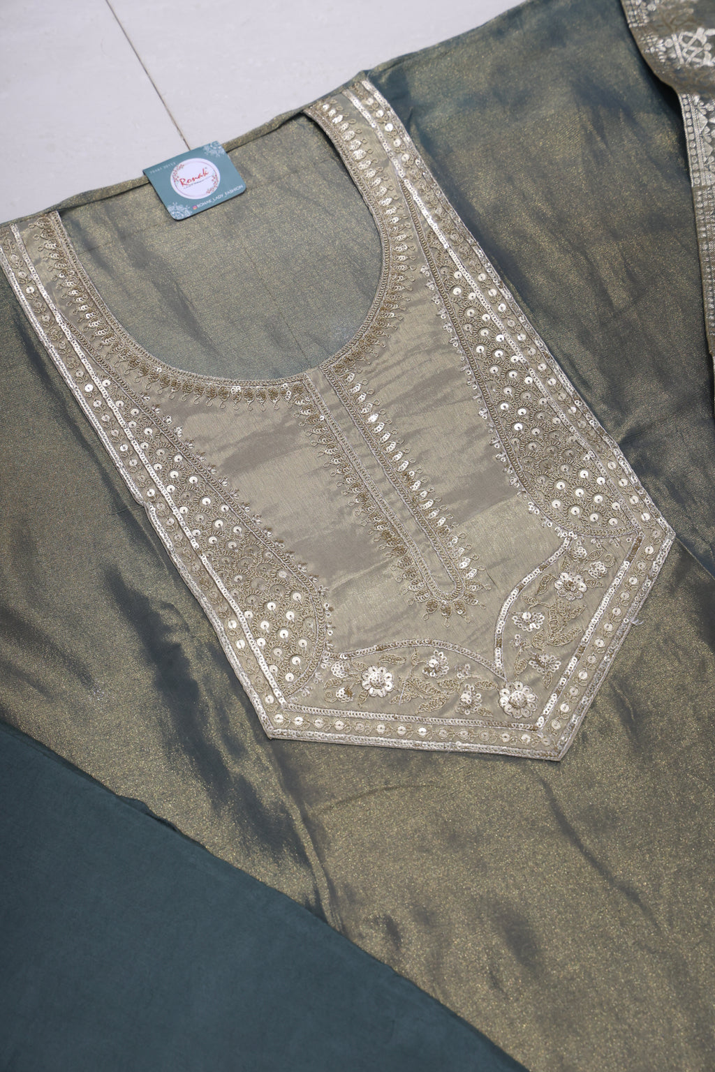 Premium Pure simmer Unstitched Suit with Thread Work Dupatta
