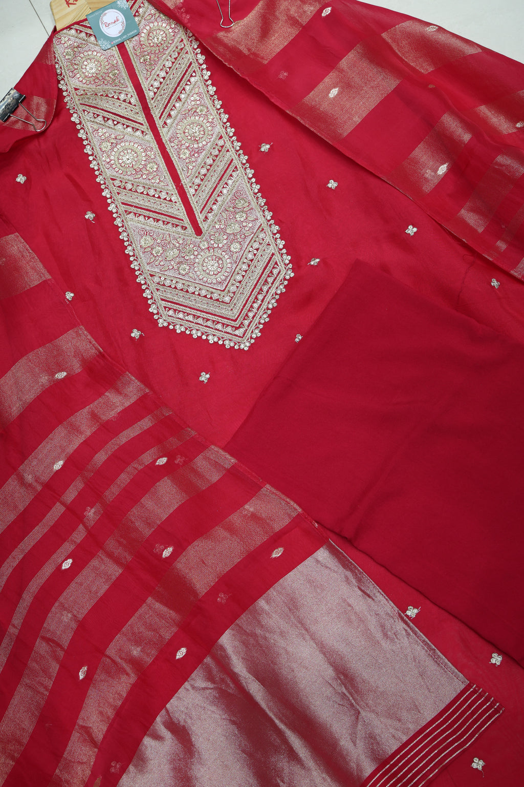 Premium Pure Organza Unstitched Suit with Royal Kanjiwaram Dupatta