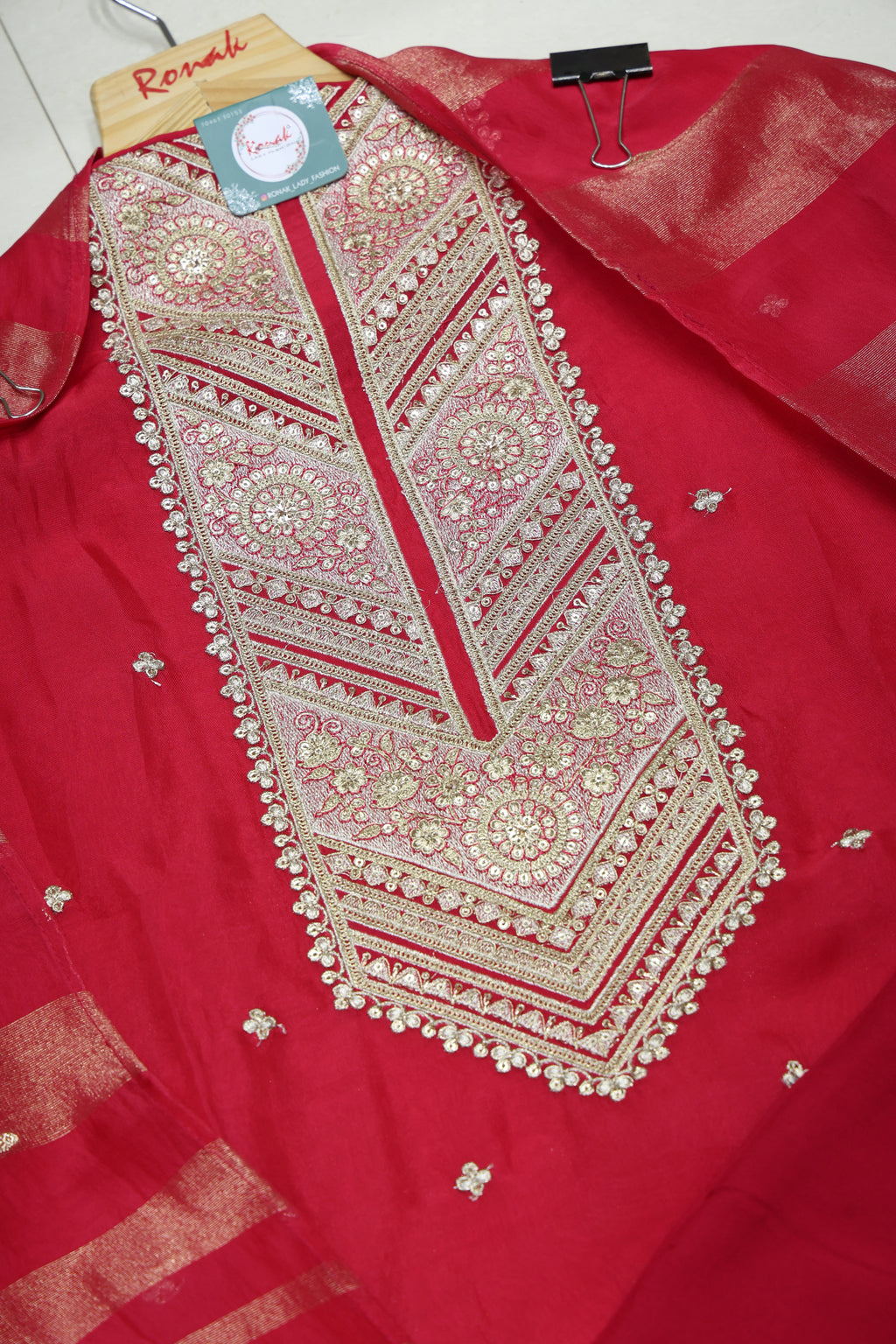 Premium Pure Organza Unstitched Suit with Royal Kanjiwaram Dupatta