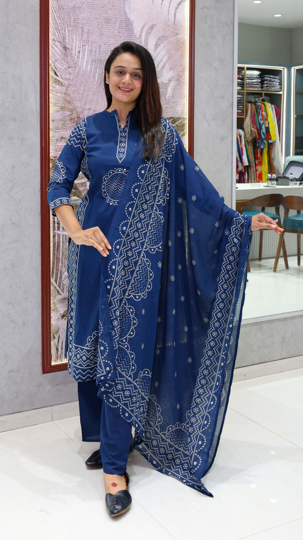 Pure Cotton Straight Cut Dress with Mal Cotton Dupatta