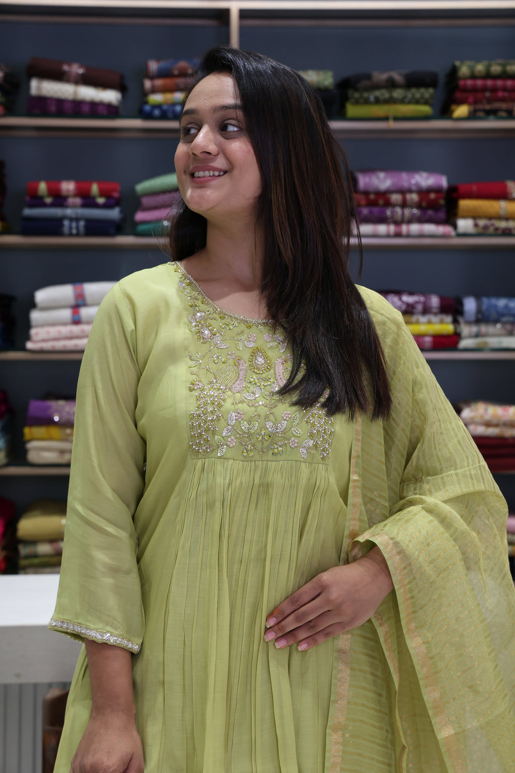 Pure Muslin Silk A-Line Dress
