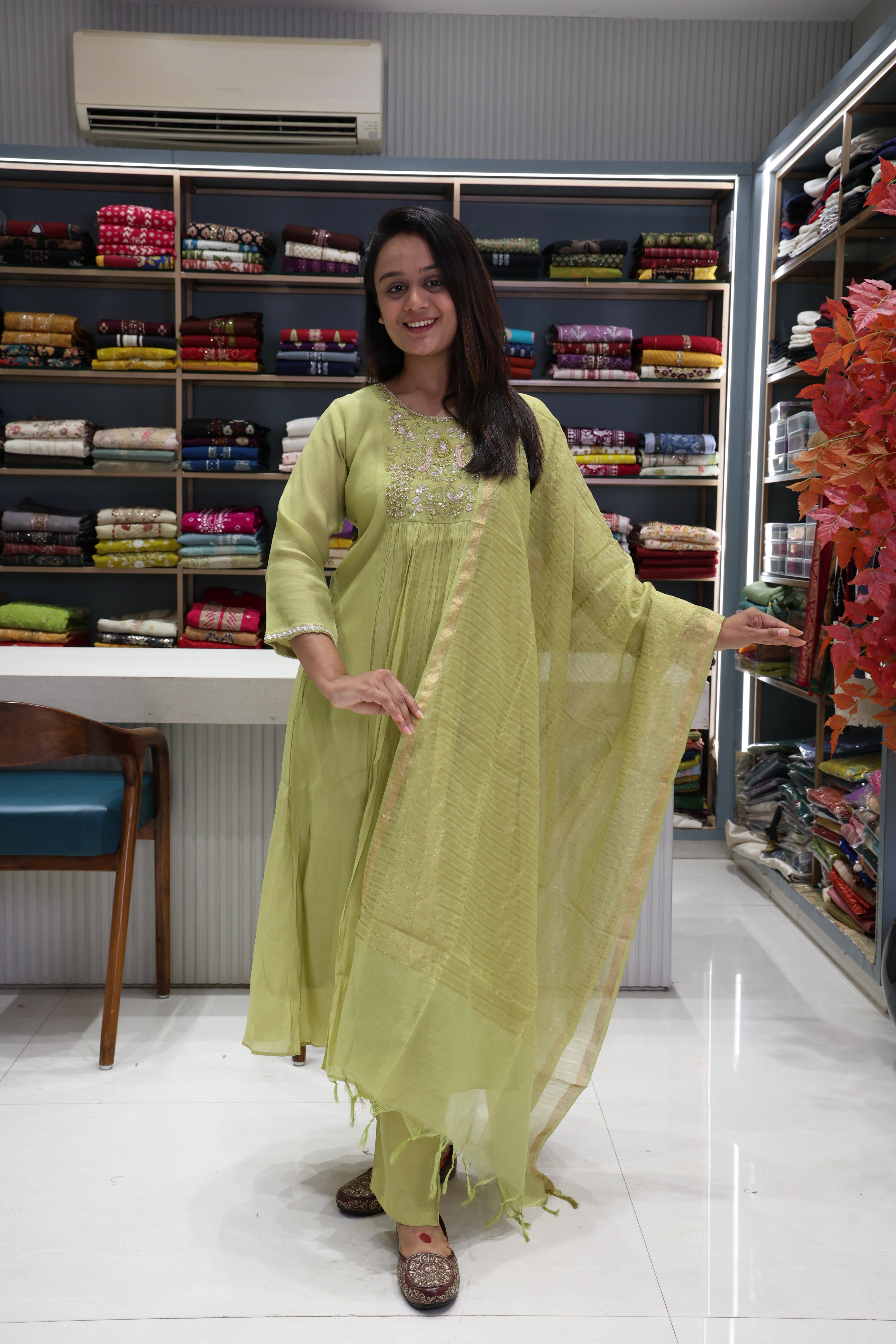 Pure Muslin Silk A-Line Dress