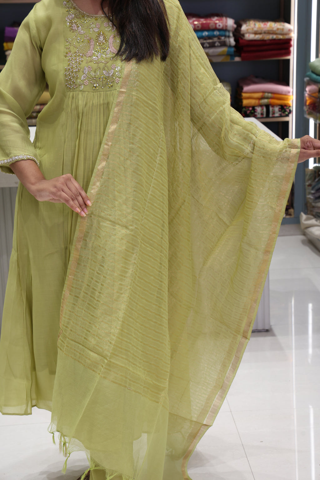 Pure Muslin Silk A-Line Dress