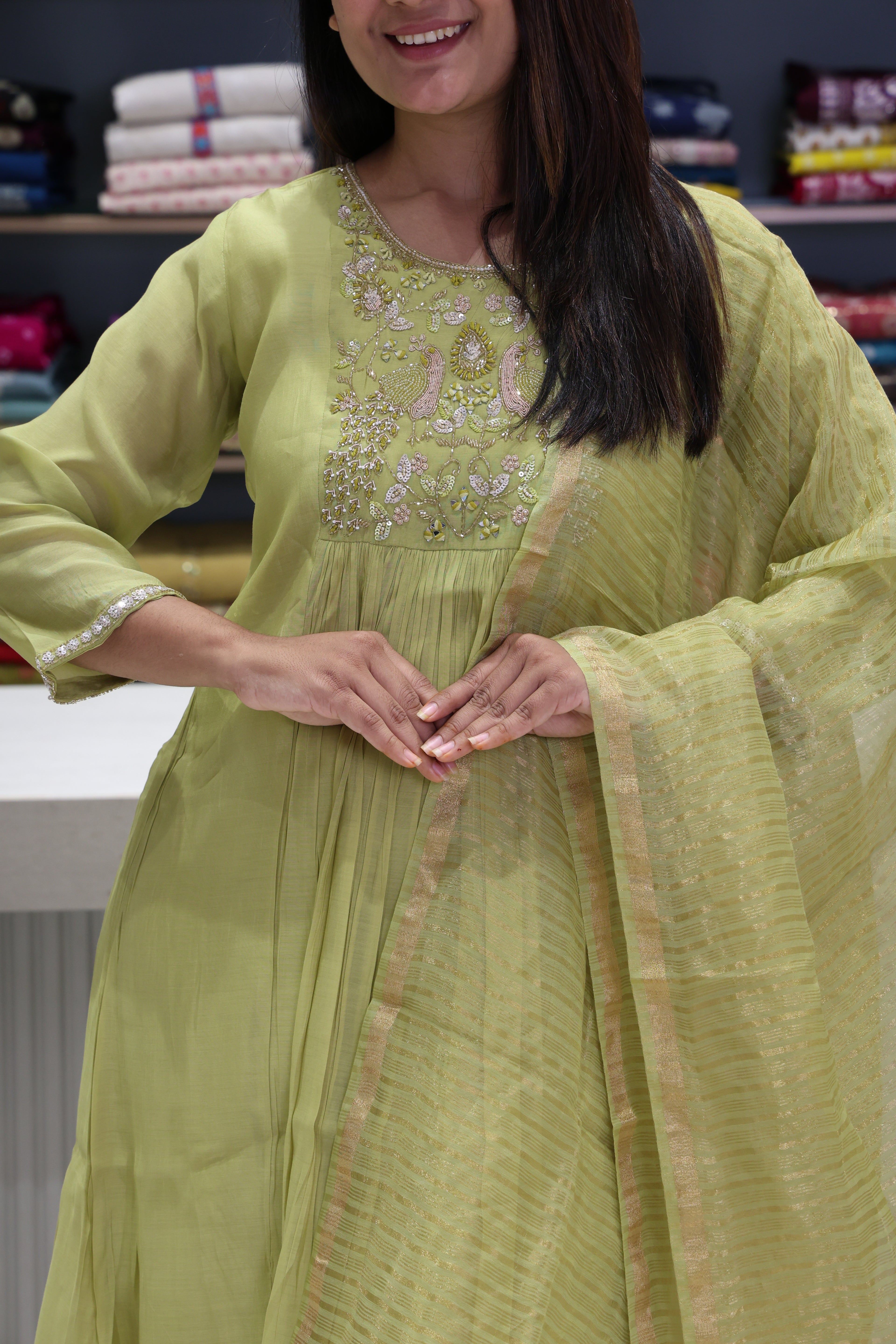 Pure Muslin Silk A-Line Dress