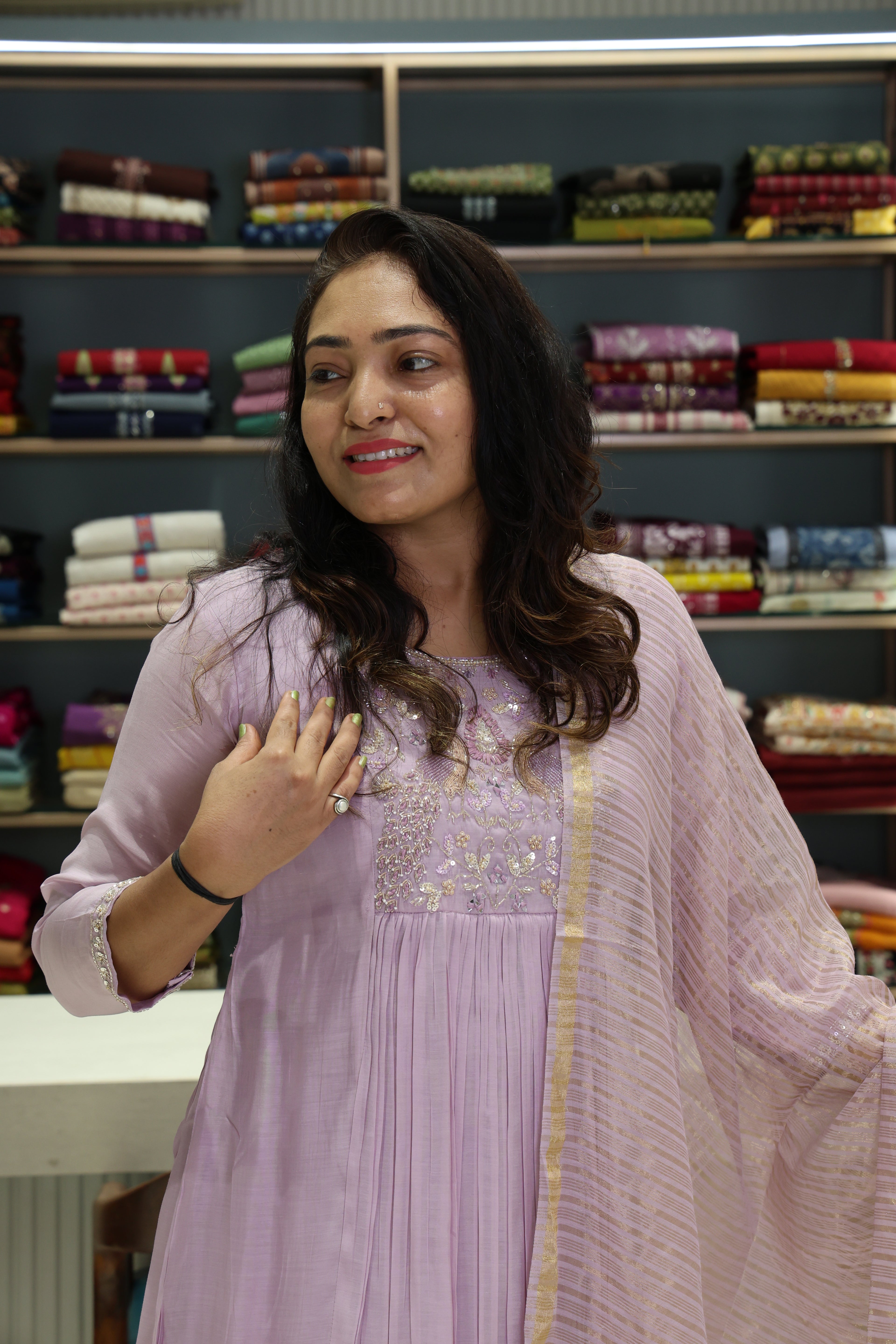 Pure Muslin Silk A-Line Dress