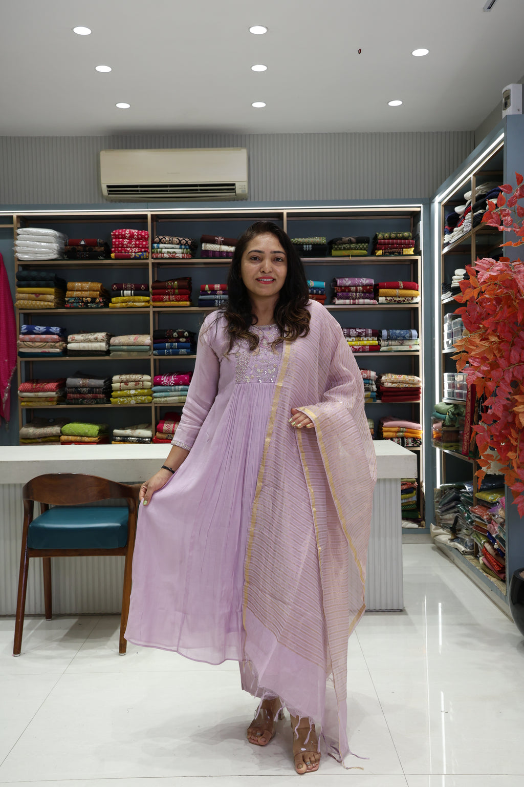 Pure Muslin Silk A-Line Dress