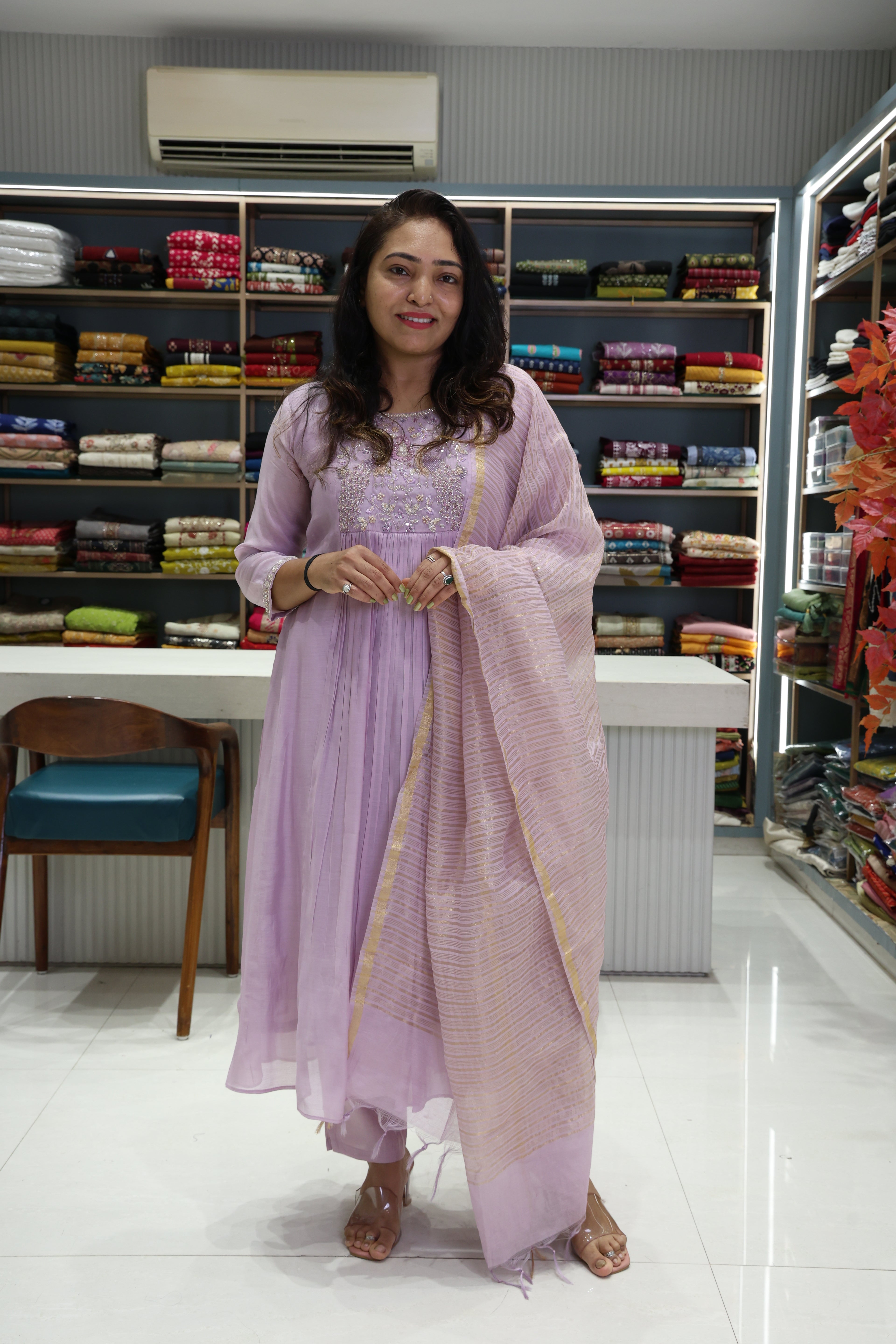 Pure Muslin Silk A-Line Dress