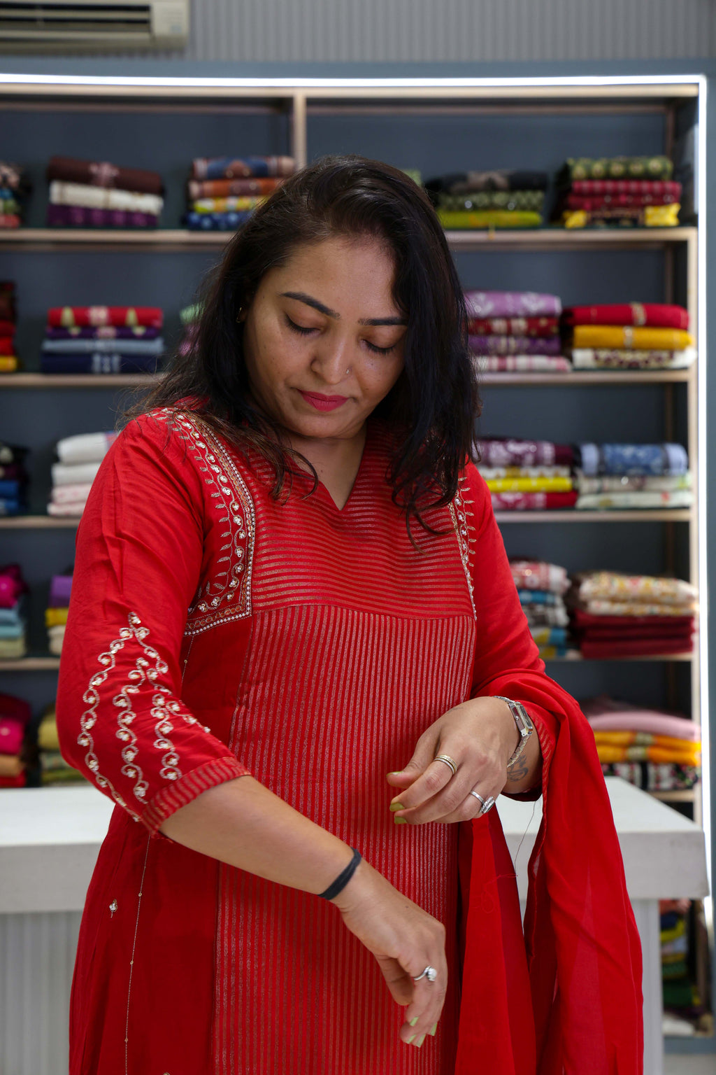 Pure Mal Chanderi Dress with Kanjiwaram Design