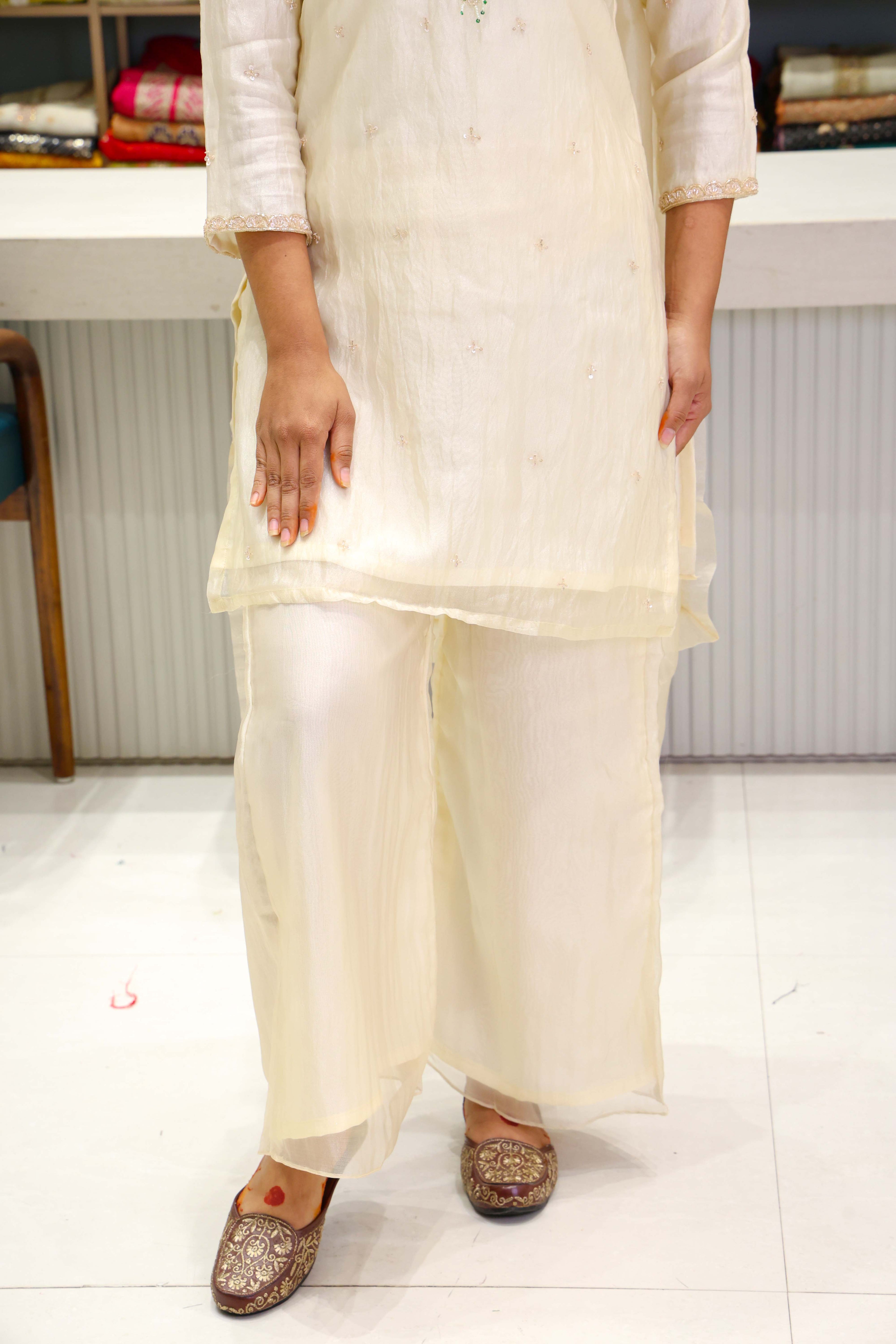 Original Crush Tissue Handwork Suit with Pure Dupatta